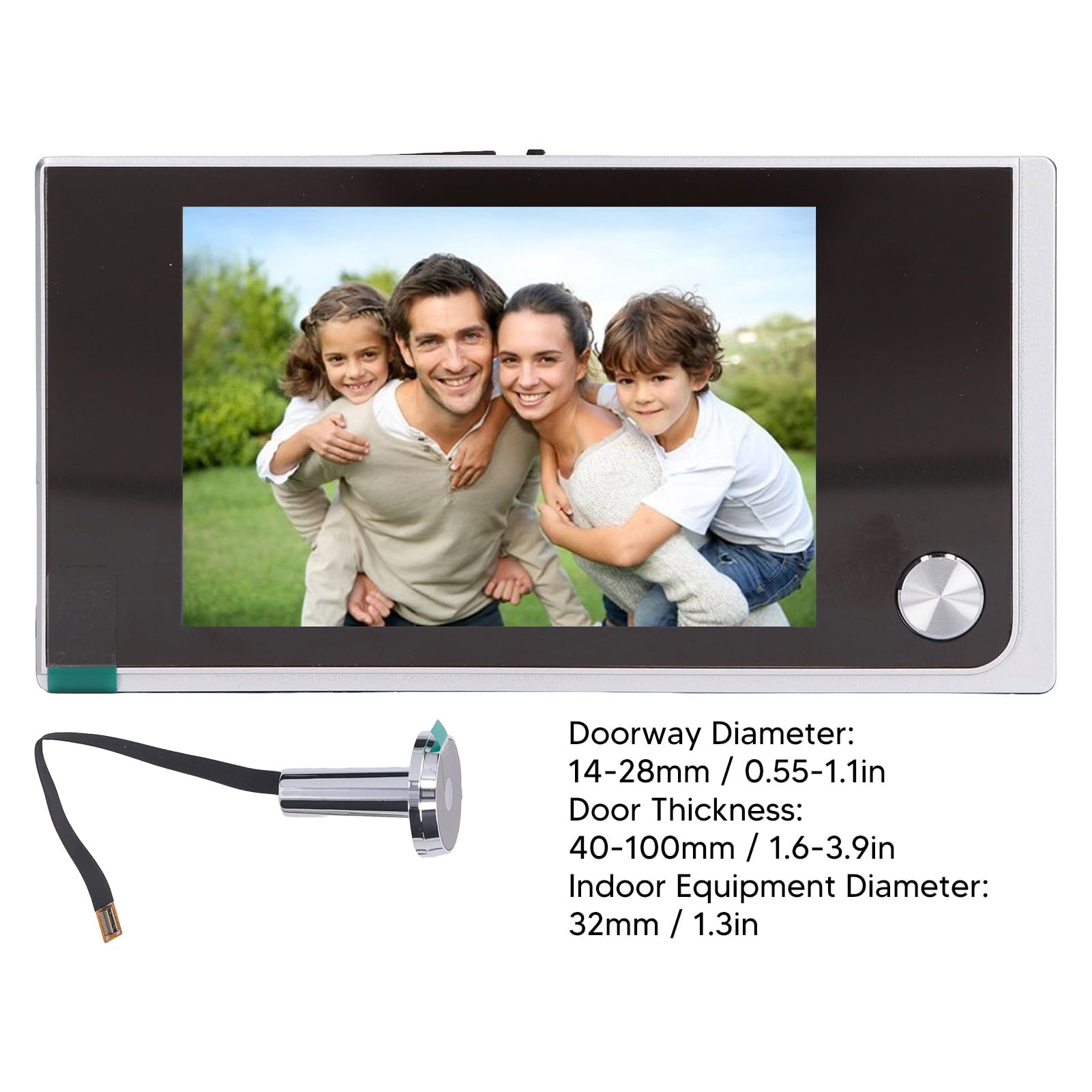 3.5 Inch LCD Digital Door Viewer and Visual Door Bell Monitor with 120 Degree Wide Angle View, 1MP Image Sensor Camera, Zinc Alloy Peephole, and 1 Way Intercom for Home and Office
