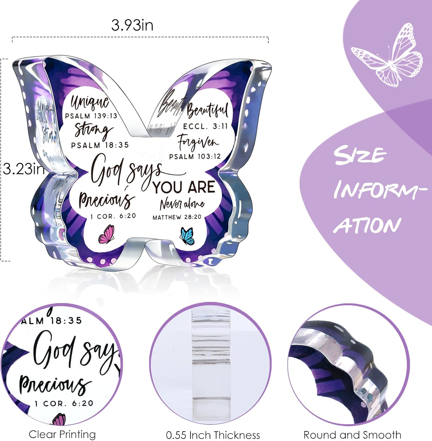 Christian Gifts Religious Gifts for Women Birthday, Inspirational Gifts Faith Keepsakes Spiritual Gifts for Friend Mom Sister, Unique Pastor Butterfly Gifts Prayer Room Decorative Signs Plaques Christian Gifts Religious Gifts for Women Birthday, Inspirational Gifts Faith Keepsakes Spiritual Gifts for Friend Mom Sister, Unique Pastor Butterfly Gifts Prayer Room Decorative Signs Plaques