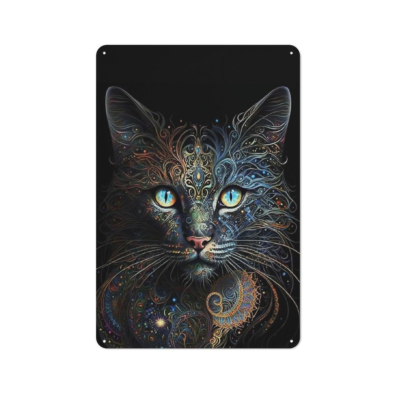 Junmoney Style-13 Tin Wall Plaque 30X20cm With Portrait Art Kitty For Garage Wall, Suited To People Furnishing A Garage