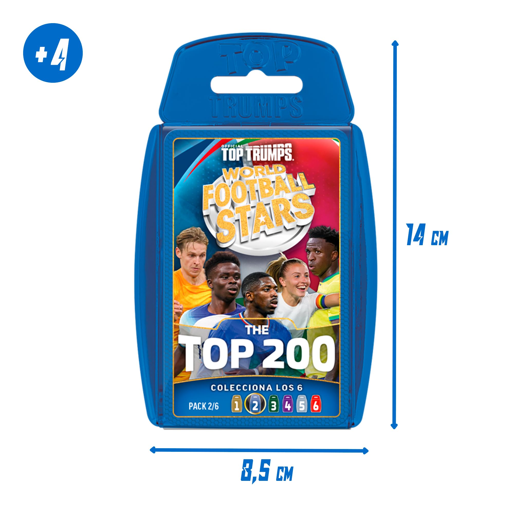 Bizak Futbol Mundial Top 200 Set Trading Cards Azul, mazo de 34 Cartas coleccionables con Jugadores Top, Juego de Estrategia con Cartas Especiales Doradas, para niños +4 años (64570001)