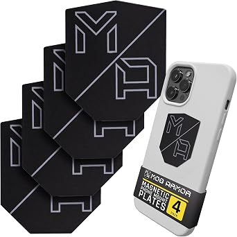 Mob Armor MobNetic Plate - Phone Magnet Plate Compatible for iPhone & Android - 0.02" Thick Metal - 3M VHB Adhesive Magnetic Plate for Phone Mount for Cars, Trucks, Motorcycles & Athletes - 4 Pack