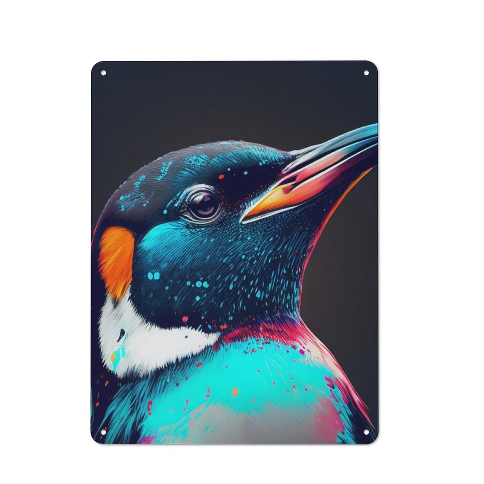 Junmoney Penguin Animal Colorful For Garden Room Or Summerhouse, Vintage Tin Sign 40X30cm, A Metal Wall Feature For Garden Rooms And Summerhouses