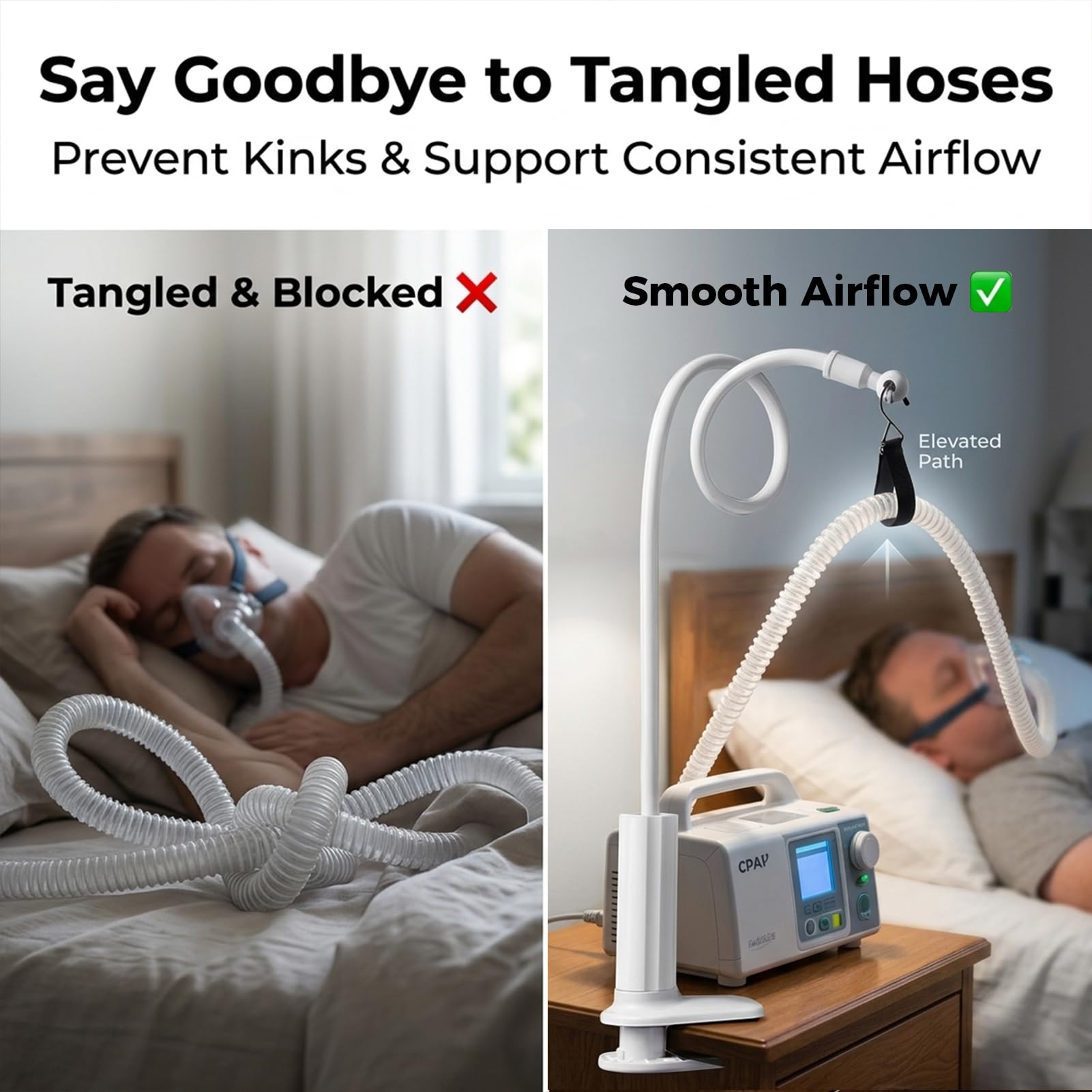 Amazon.co.jp: CPAP ベッド用ホースホルダー、調節可能なCPAPホース
