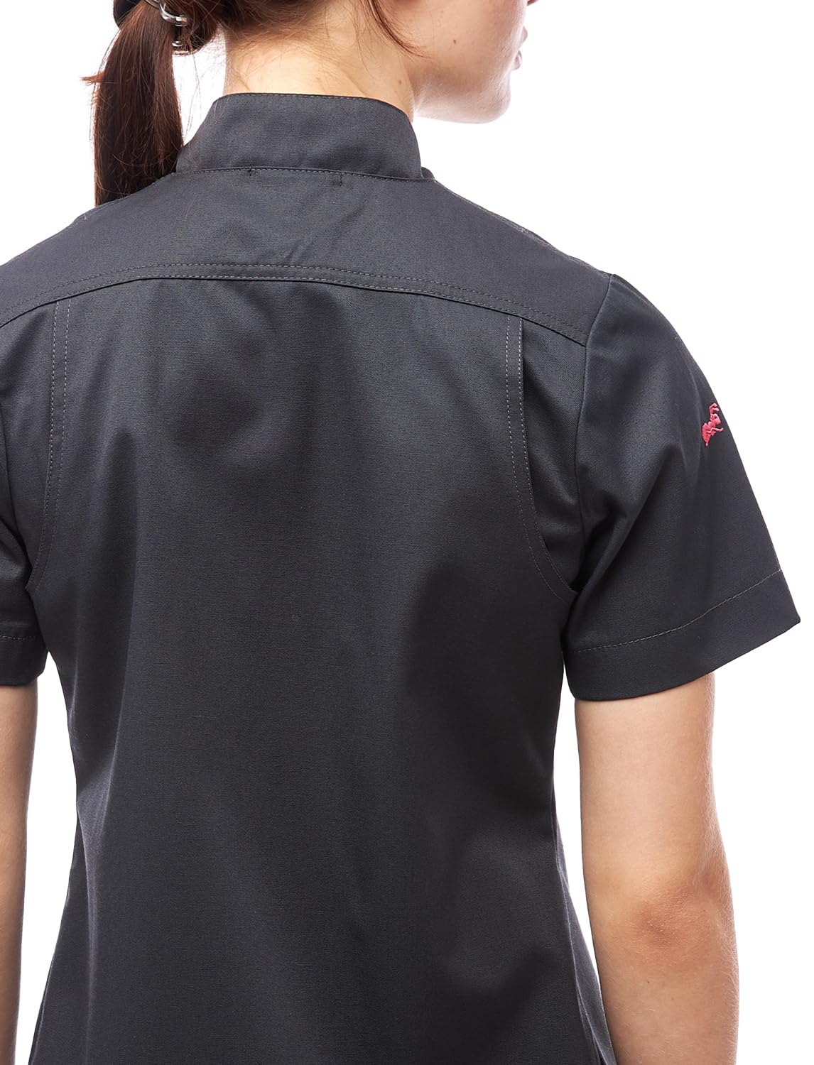 strongAnt Veste de cuisine pour femme à manches courtes ou longues avec boutons sphériques en coton, easyClean. uniforme de cuisinier, veste de boulanger