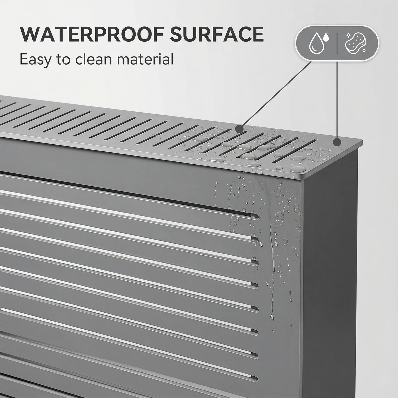 Copritermosifone con ripiano portaoggetti, design ventilato, per soggiorno, camera da letto, bagno, ufficio, impermeabile e ignifugo, elegante e funzionale