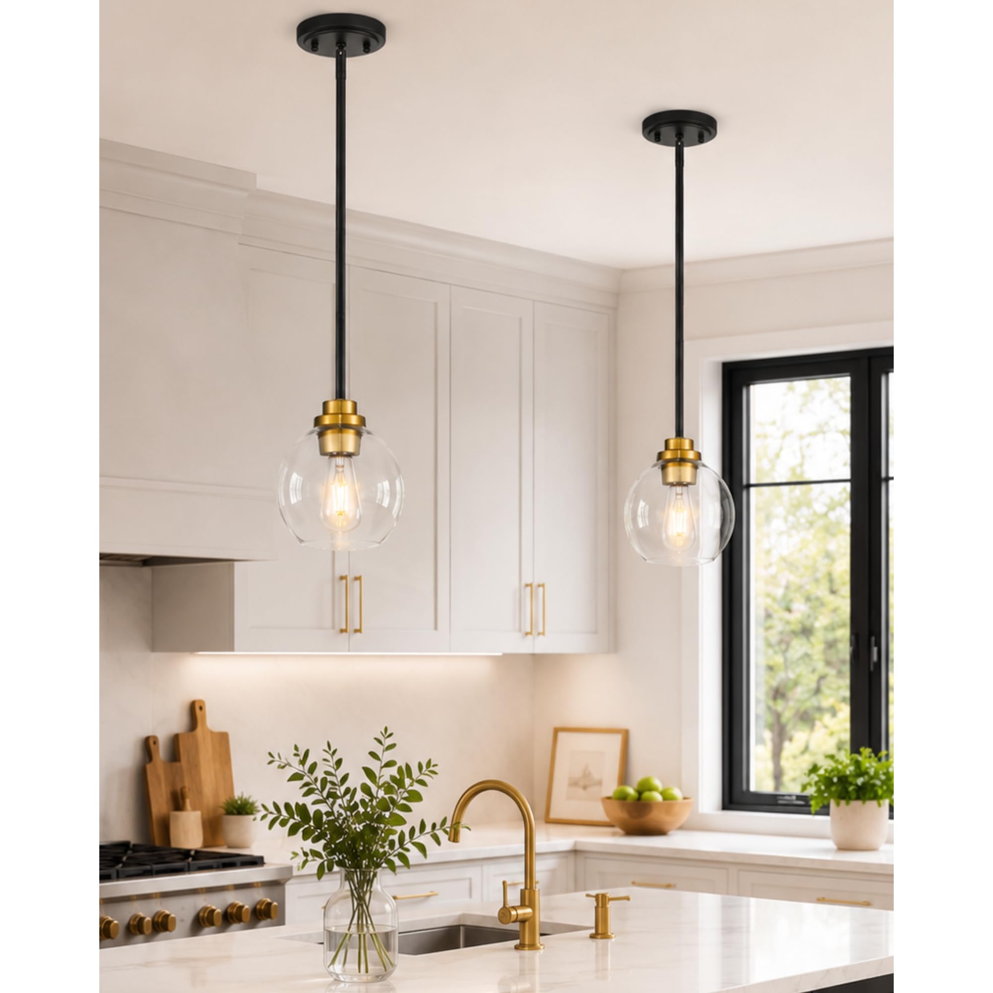 Photo 1 of Audickic 7" Pendant Light Fixture - Black and Gold
