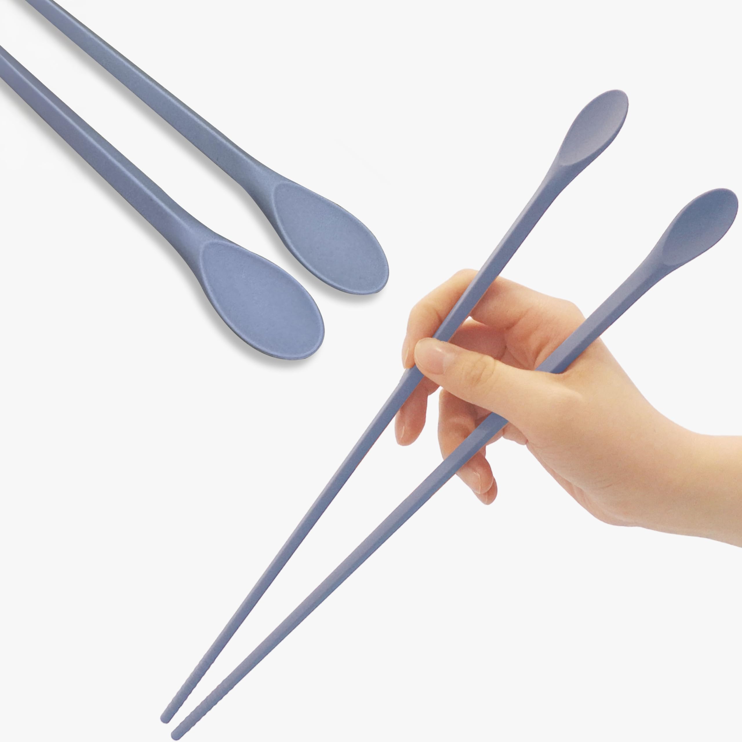 Long Silicone Cooking Chopsticks with Spoon 12 Inch, Blue 2 Pairs — Amazon image 13