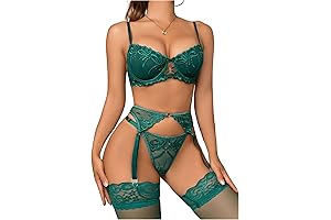 Soly Hux Womens Sexy Lingerie Sets: Embrace the Allure of Dark Green Lace