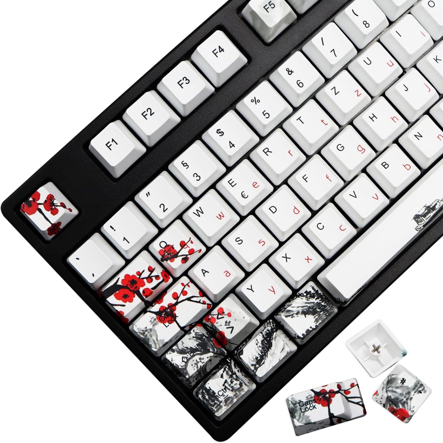 MOLGRIA Keycaps 111 Ensemble de Touches pour Clavier mécanique 62 105 109, PBT OEM avec extracteur de Touches pour Clavier Gateron Kailh Cherry MX Disposition ISO Deutscher (Fleur de Pruner)