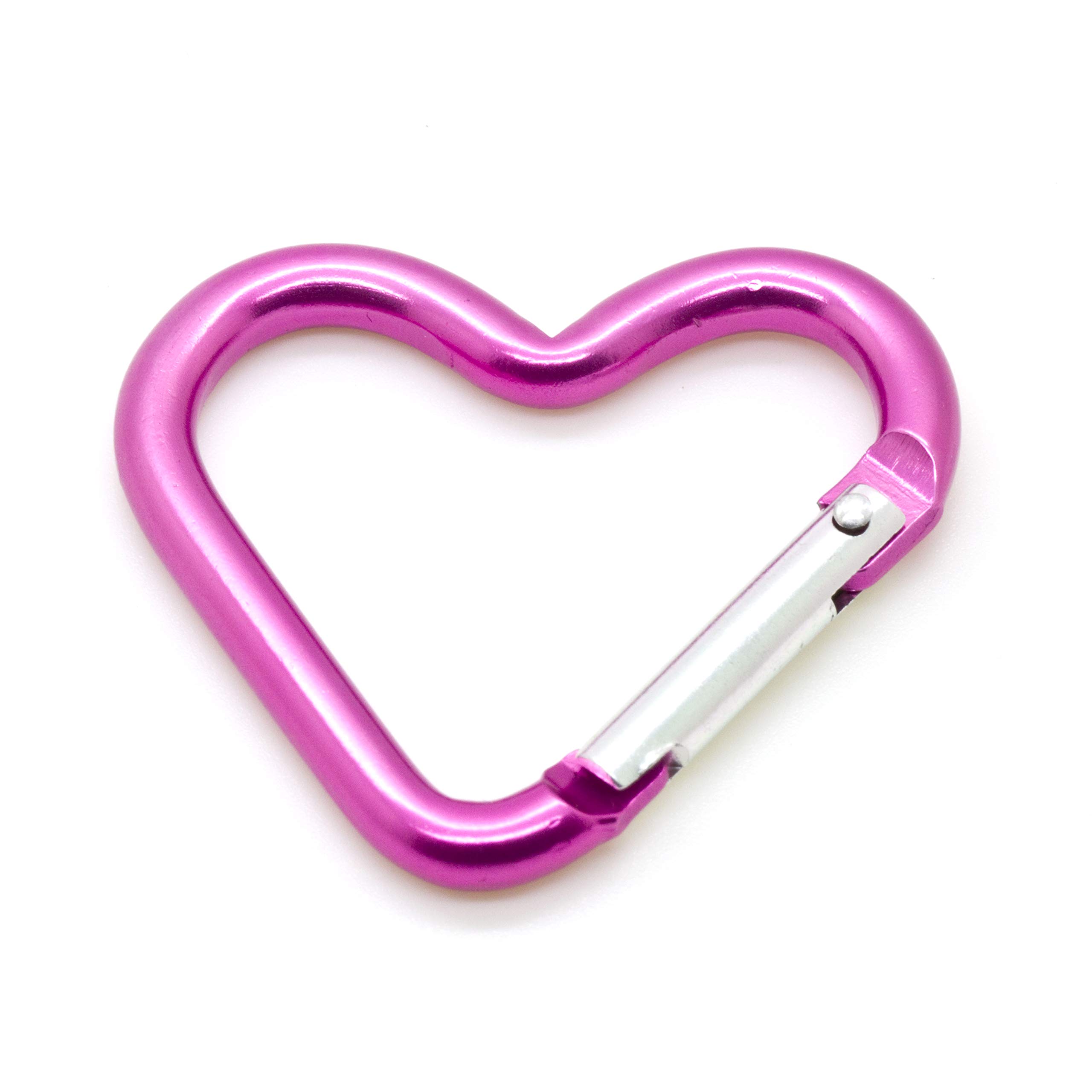 Heart Shaped Gift Aluminum Carabiner Hook Clip Key Holder Keychain Pack of 50 Pieces (Pink)