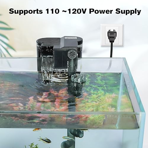 Miniatura 8 de hygger Filtro de acuario para colgar en la parte posterior, sistema de filtración de cascada de filtro de pecera, flujo de agua ajustable con