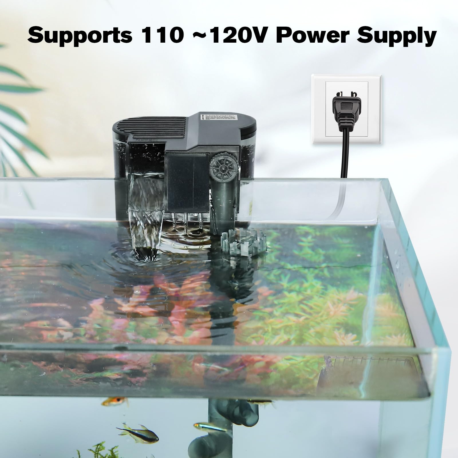 hygger Hang On Back Aquarium Filter, Small Fish Tank Filter Waterfall Filtration System, Adjustable Water Flow with Surface Skimmer, Replaceable Sponge Quiet Hanging Filter for Tank 5~10 Gal