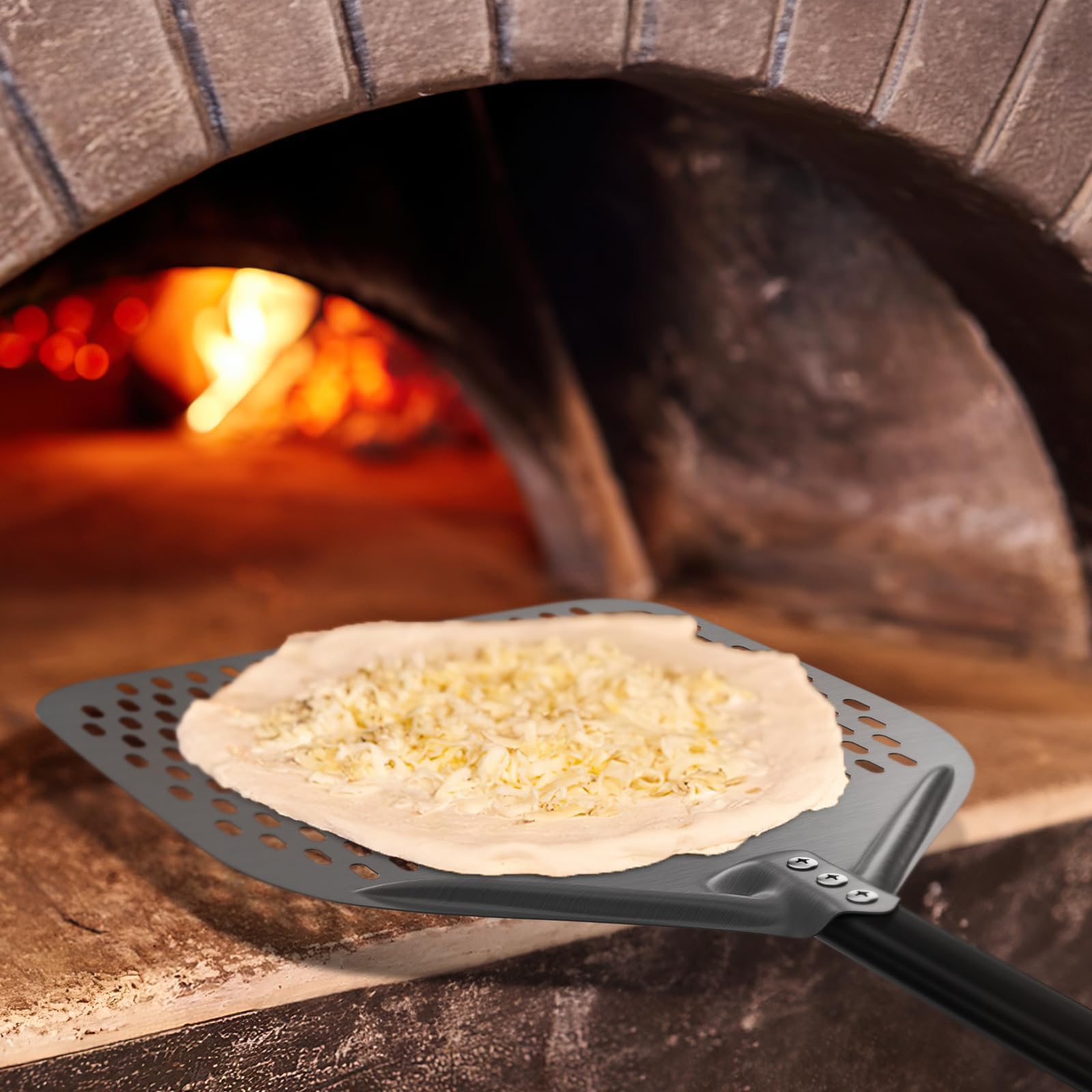 G.a HOMEFAVOR 12 cali perforowana łopatka do pizzy, łopatka do pizzy, 20 cm, okrągła łopatka do pizzy, z twardego anodowanego aluminium