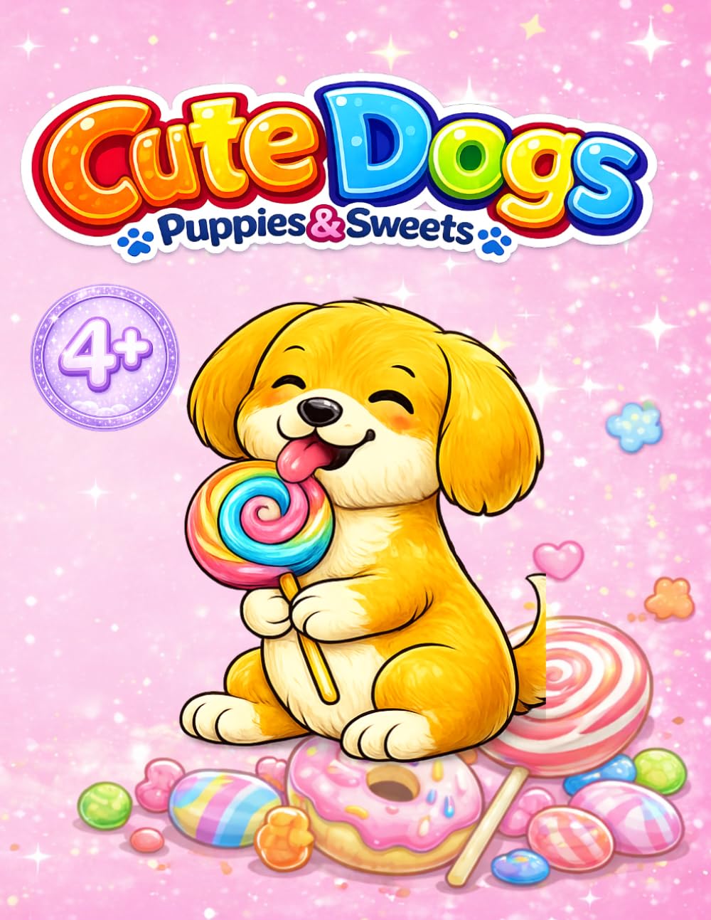 Cute Dogs: Puppies & Sweets Coloring Book for Kids Ages 4+: Cute Puppy Coloring Pages with Candy, Cupcakes, Ice Cream and Dessert Fun for Boys and Girls (Cute Dogs Coloring Book)