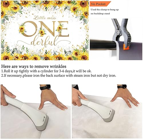 Miniatura 5 de Avezano Telón de fondo de girasol para el primer cumpleaños de niña Little Miss Onederful, decoración de fiesta, fondo de fotografía, girasol dorado