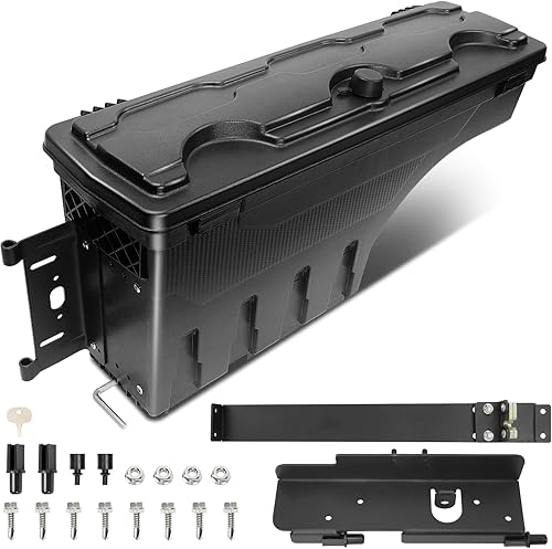 Caja de herramientas de almacenamiento para caja de camioneta con cerradura, apta para Toyota Tundra 2007-2021, caja de herramientas giratoria,