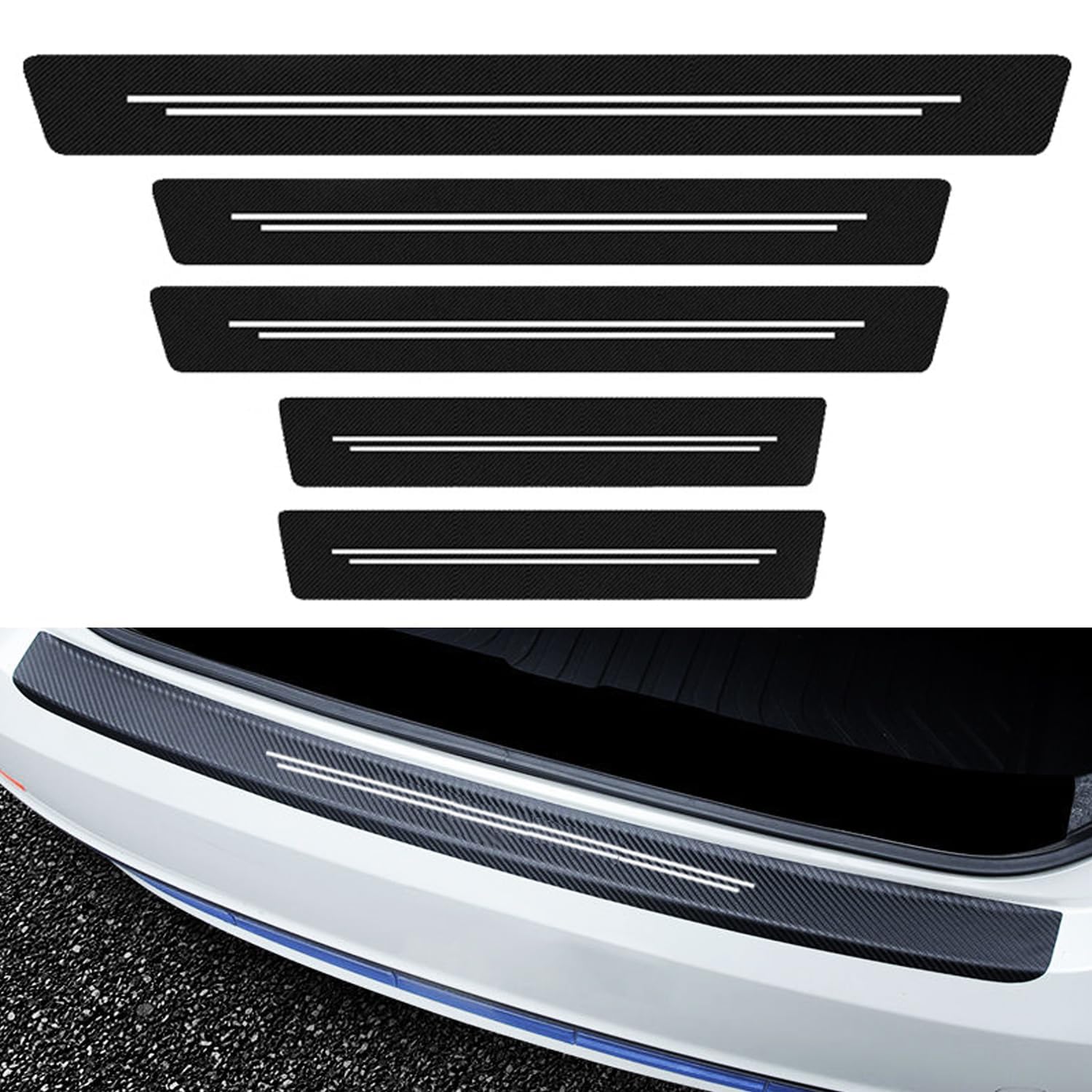 ONEMAJI 5 Pcs Car Door Sill Protector Strips for Toyota GR Yaris 2020-2023 2024 2025, Carbon Fiber Threshold Protective Welcome Pedal Protector Cover