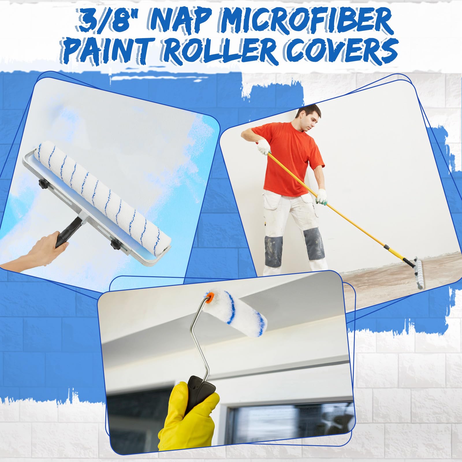 Jinei 24 Pcs 18 Inch Paint Roller Covers 3/8" Nap Roller Covers Large