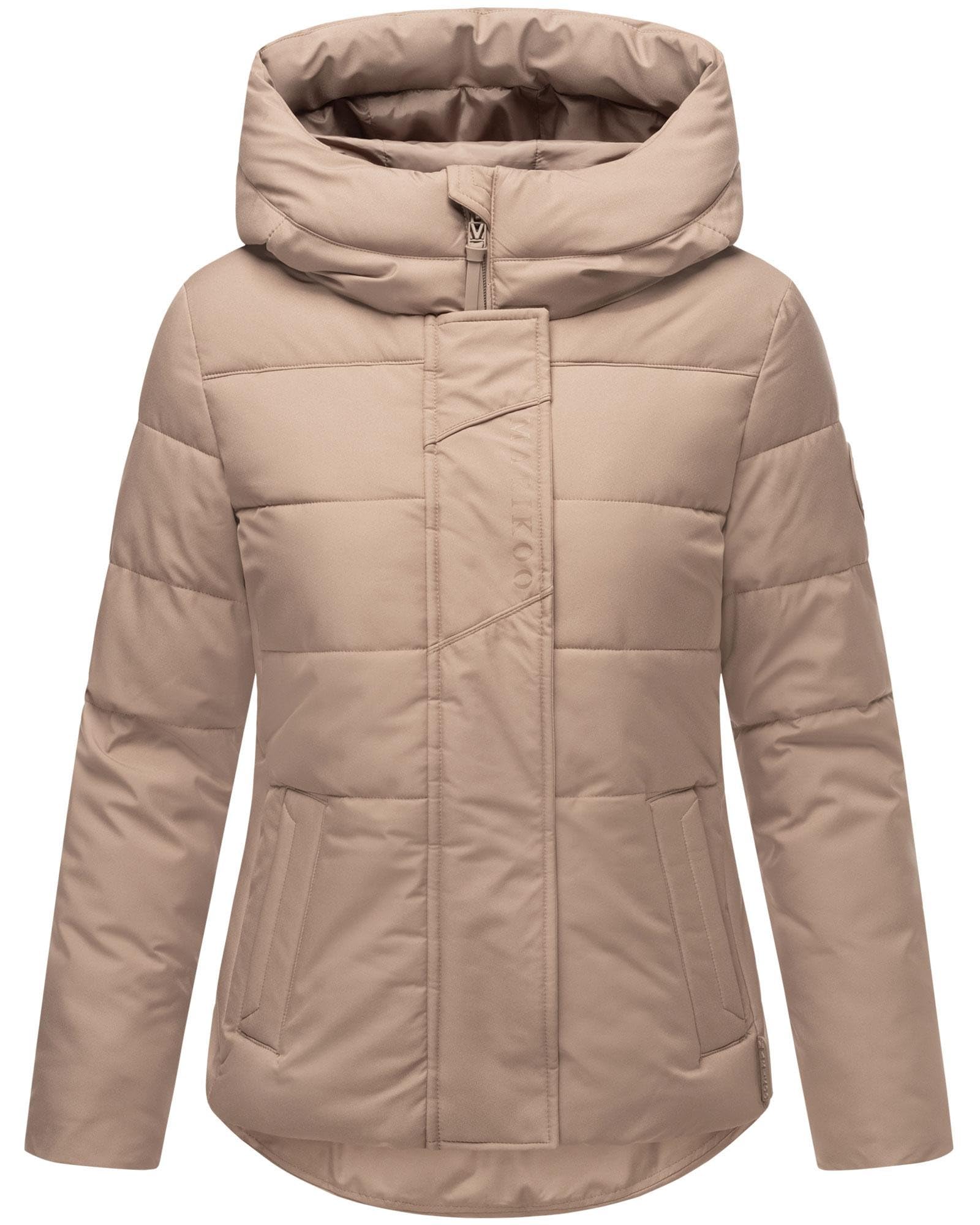 Marikoo Damen Winterjacke (XS-3XL) - 5 Taschen, große Kapuze, Schlaufen auf der Innenseite, leichte Steppjacke, Warme Jacke Frauen - N019