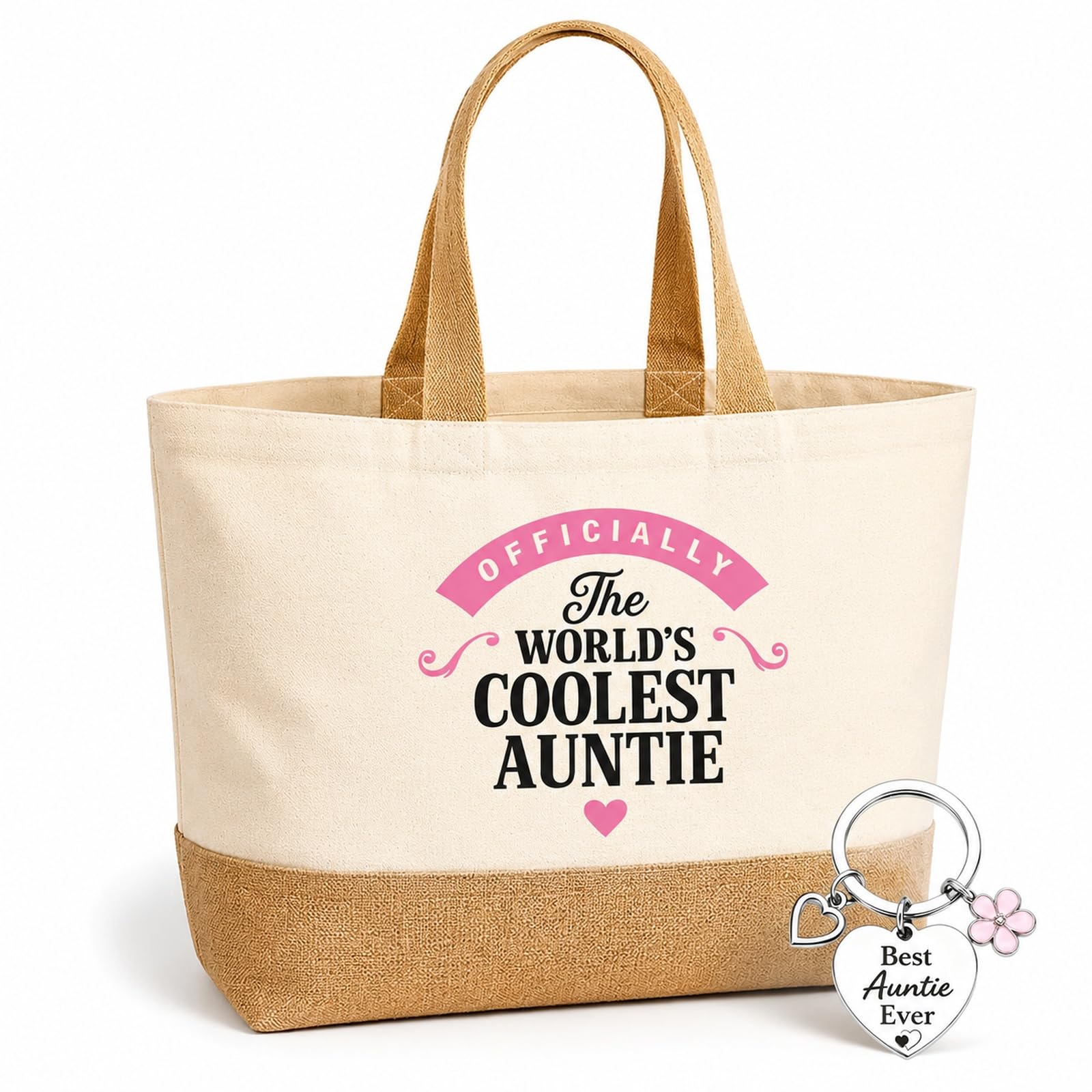 Auntie Gifts Tote Bag & Keyring Set, Practical Gifts for Auntie Present