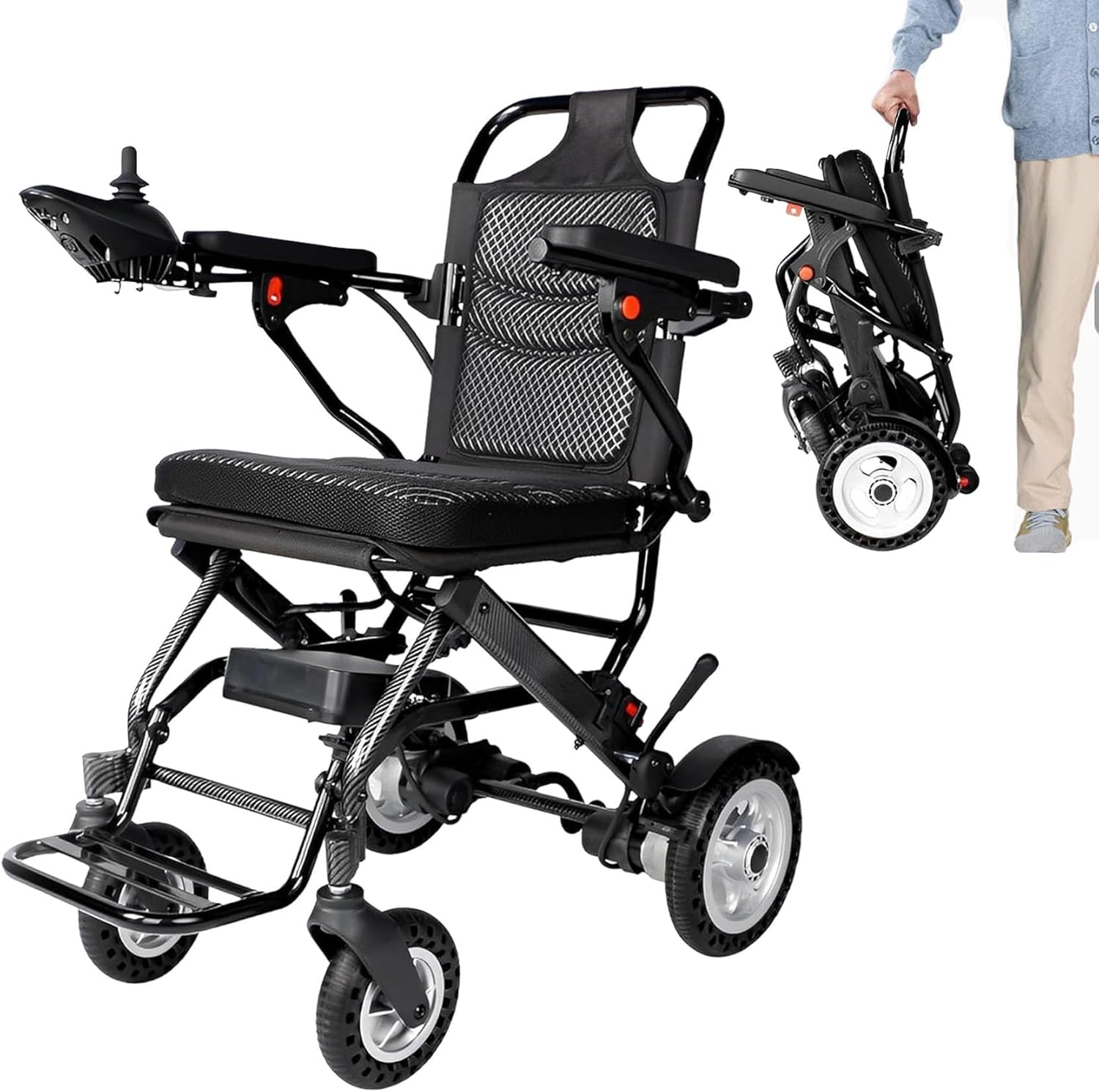 Silla De Ruedas Eléctrica Sillas De Ruedas Ligeras Plegables para Adultos Silla De Ruedas Eléctrica para Ancianos Y Discapacitados, Black, DZ-10
