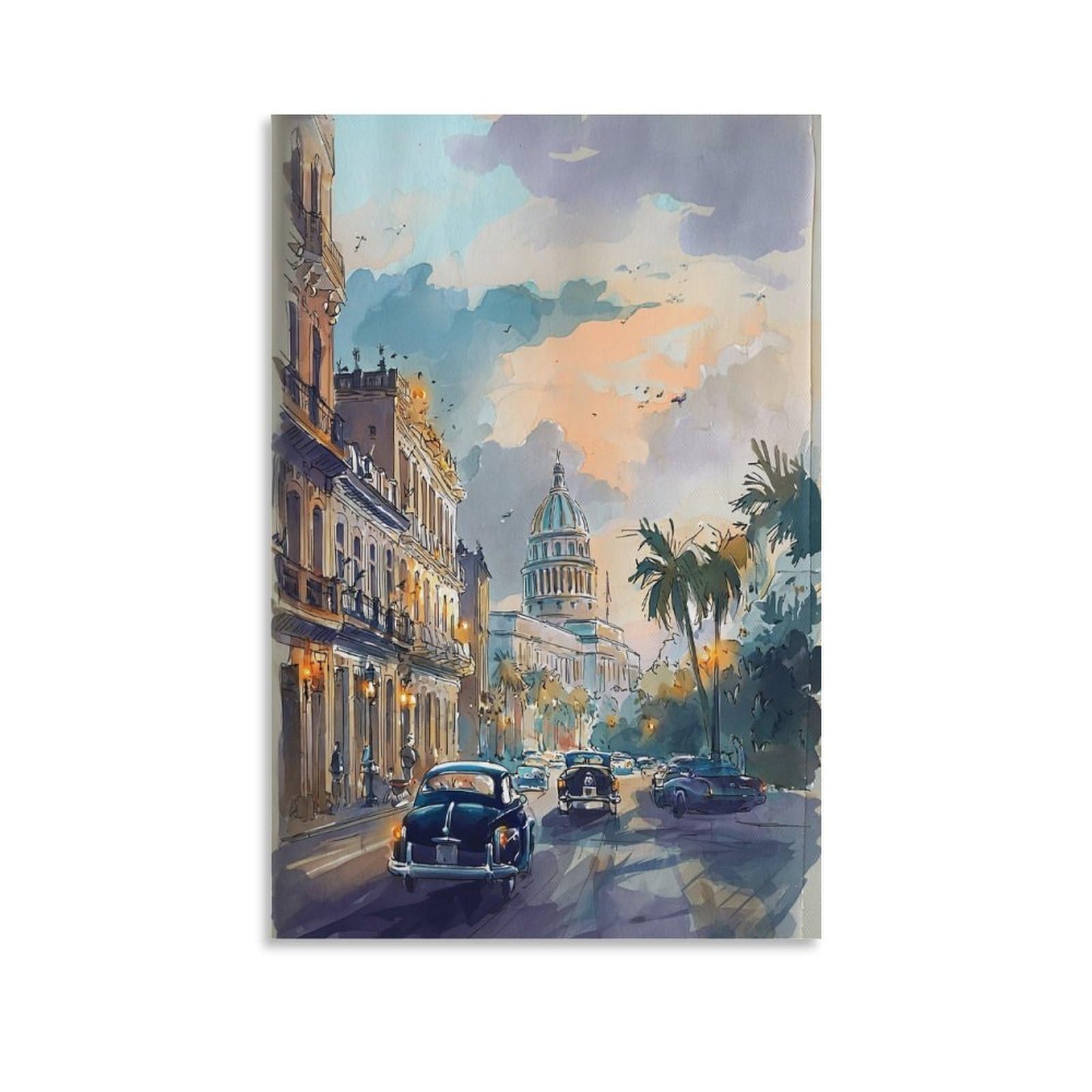 LCYNNH Phoenix Arizona 24x36inch(60x90cm) Vintage Travel Poster Watercolor Canvas Art
