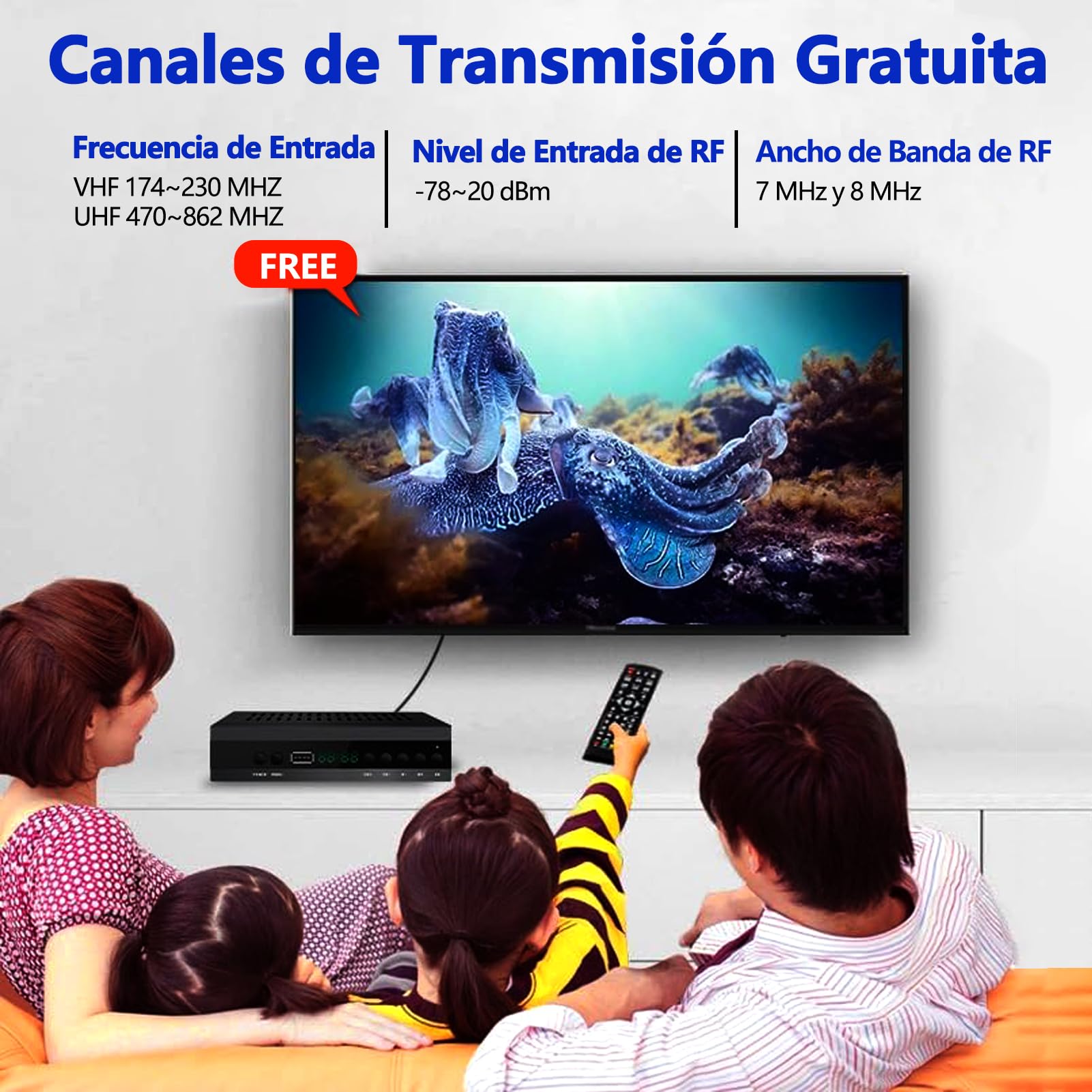 Decodificador TDT HD 2024,Sintonizador TDT HD,Receptor TDT HD,Decodificador DVB-T2,HD 1080P H265 HEVC Principal 10 bit,Soporta ETHERNET/USB WiFi/Proyector/Dolby/PVR/Funciones Multimedia