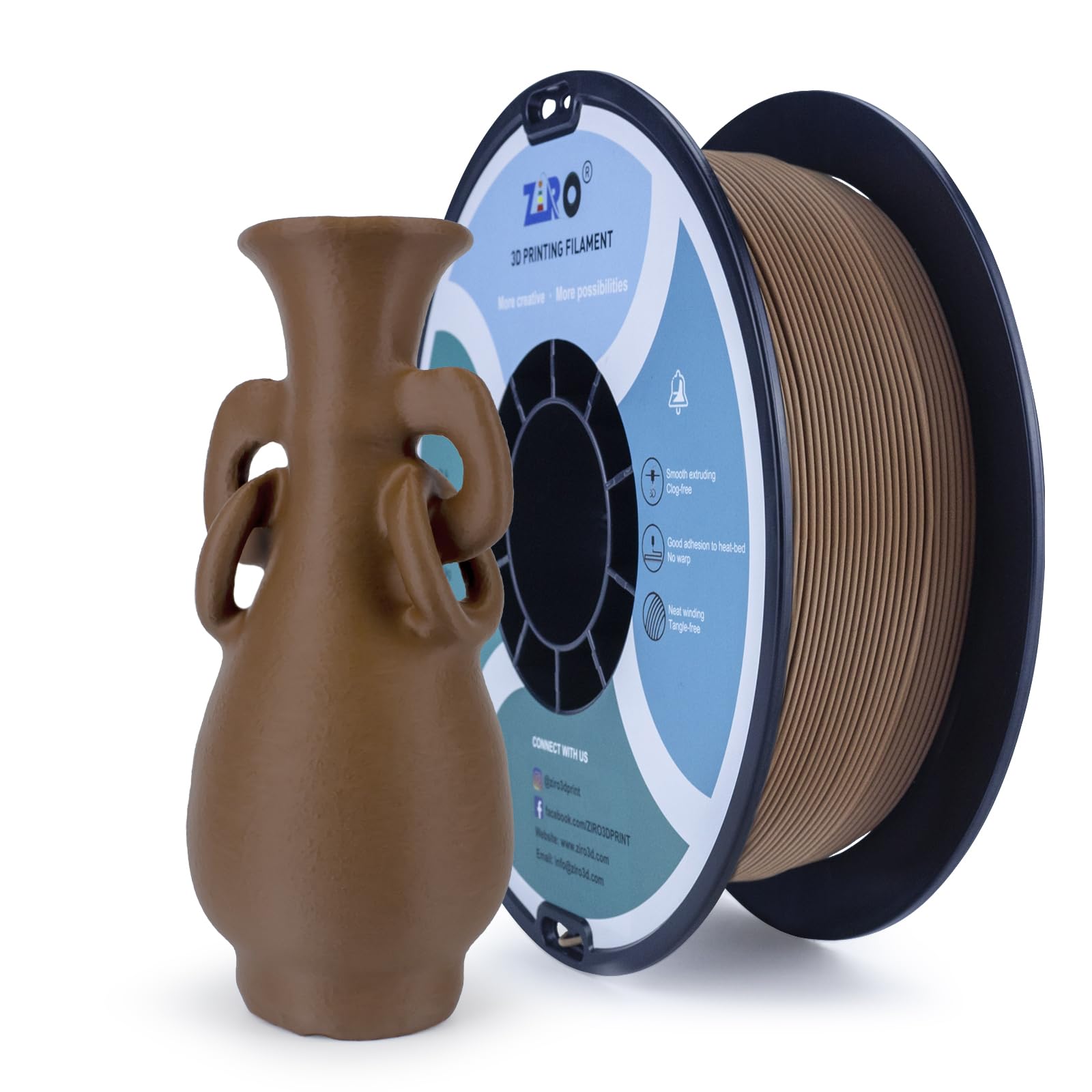 ZIRO Matte PLA Filament 1.75mm, Pure Color No-Shine 3D Printer Filament, High Toughness 3D Printing Material, Dimensional Accuracy +/- 0.03mm,