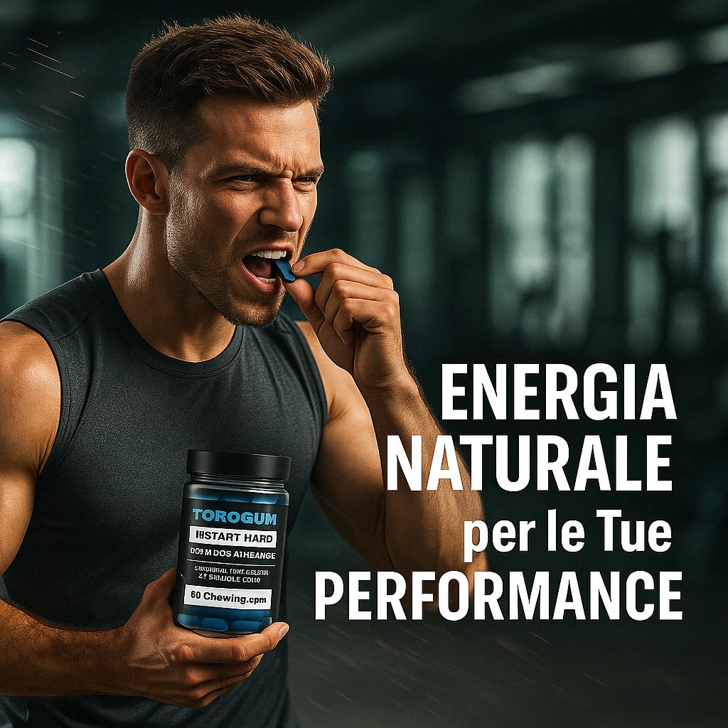 AlohaLabs ToroGum 60 PILLOLE BLU Integratore Uomo Forza, Energia, Resistenza, per Performance Massime | Gomme Masticare Azione Rapida e Potente con, Maca, Taurina, Tribulus Terrestris