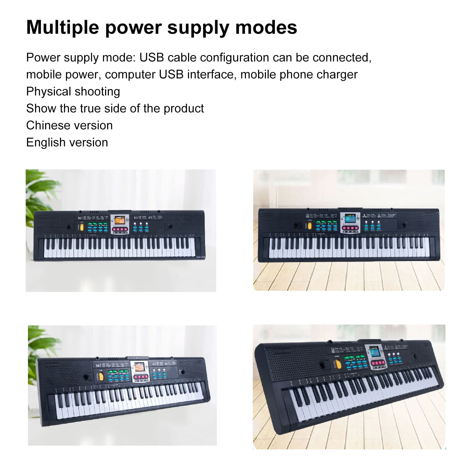 Teclado Electrónico 61 Teclas Portátil Multifuncional con Micrófono para Principiantes Compatible con Dispositivos Móviles Ideal para Aprendizaje Musical y Entretenimiento en Casa o Estudio