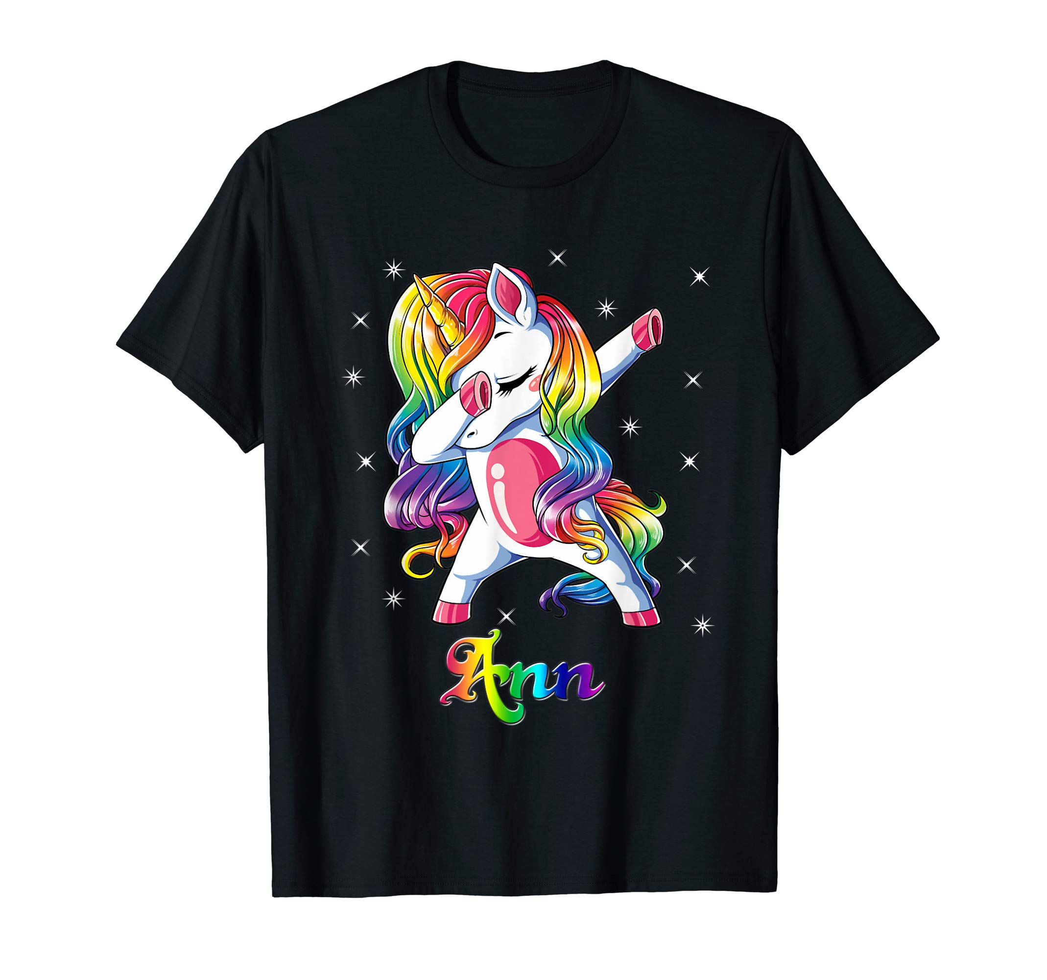 Ann rainbow unicorn dabbing personalized custom shirt