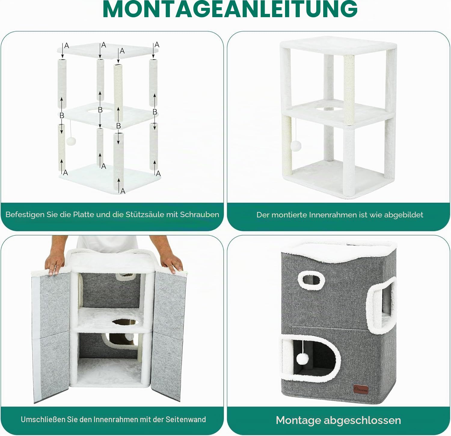 YITAHOME Katzenhaus Indoor, Katzenbett für Indoor-Katzen, Katzentonne, Katzenhöhle, Kratzbaum Klein, Katzenmöbel, Katzenbett Höhle, katzenhöhlen, Katzenbetten (Grau)