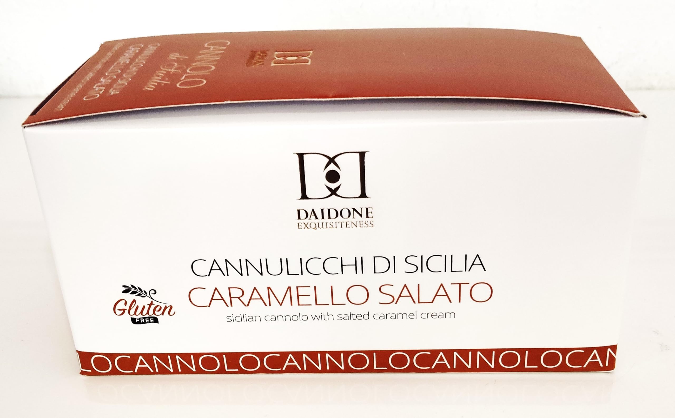 18 Cannoli Salzkaramell aus Sizilien einzelverpackt, bestehent aus einer Mandelkrokantrolle gefüllt mit einer feinen Salzkaramellcreme, ca. 675 g