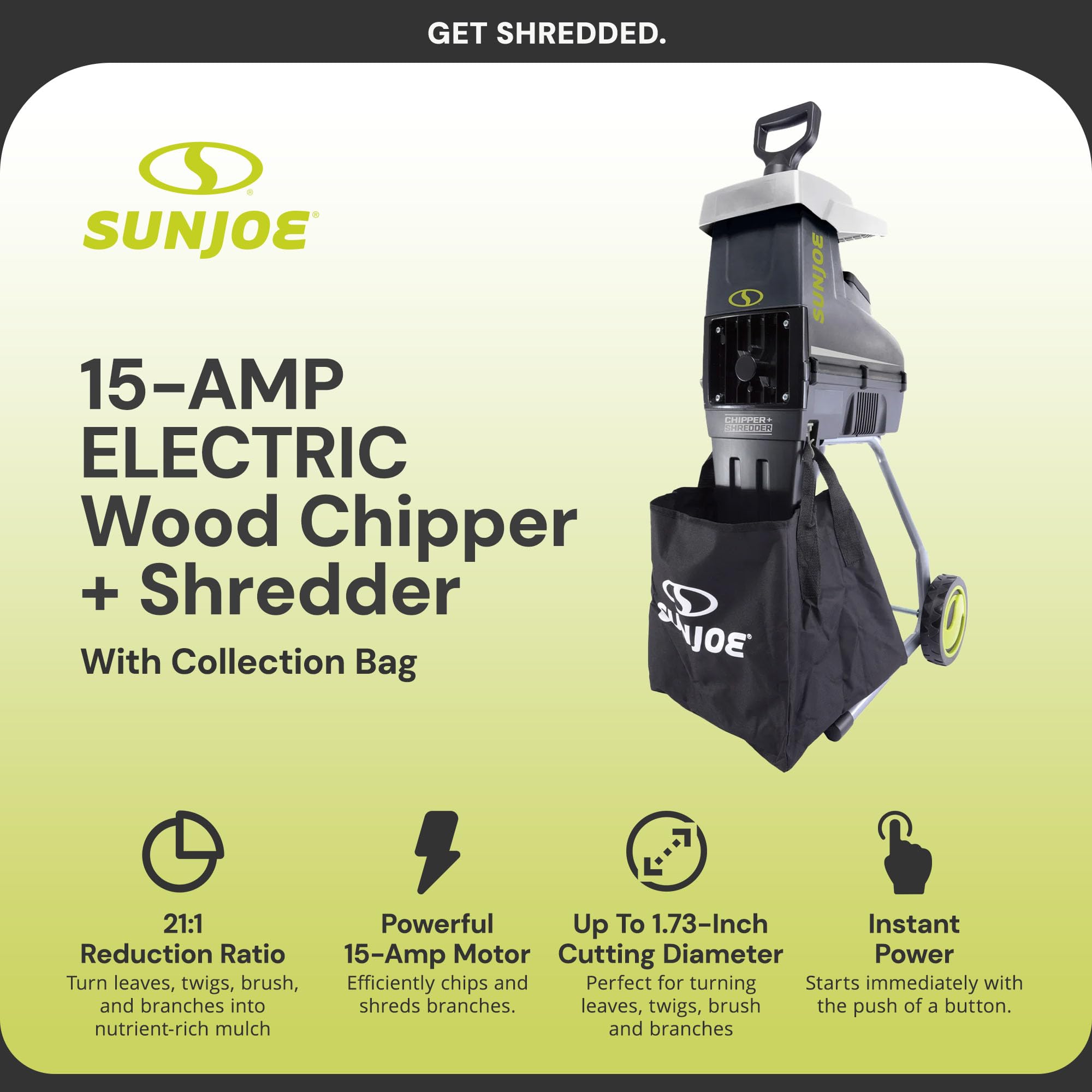 Amazon.com : Sun Joe Corded Wood Chipper Shredder and Waste