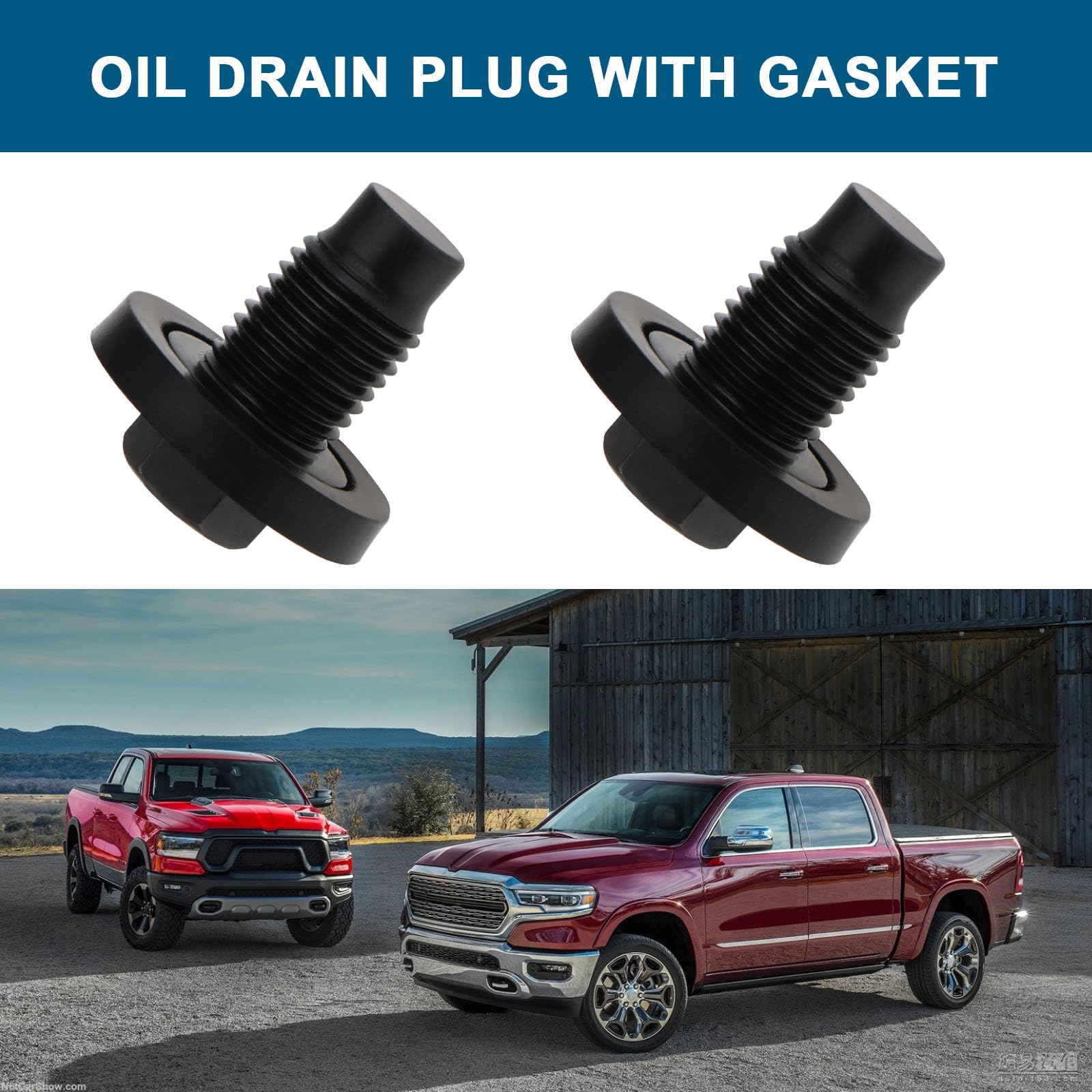 Korek spustowy oleju z uszczelką M14x1,5 kompatybilny z Dodge Ram 1500 2004-2021, kompatybilny z Jeep Grand Cherokee 2005-2021, śruba korka spustu oleju, 2 szt