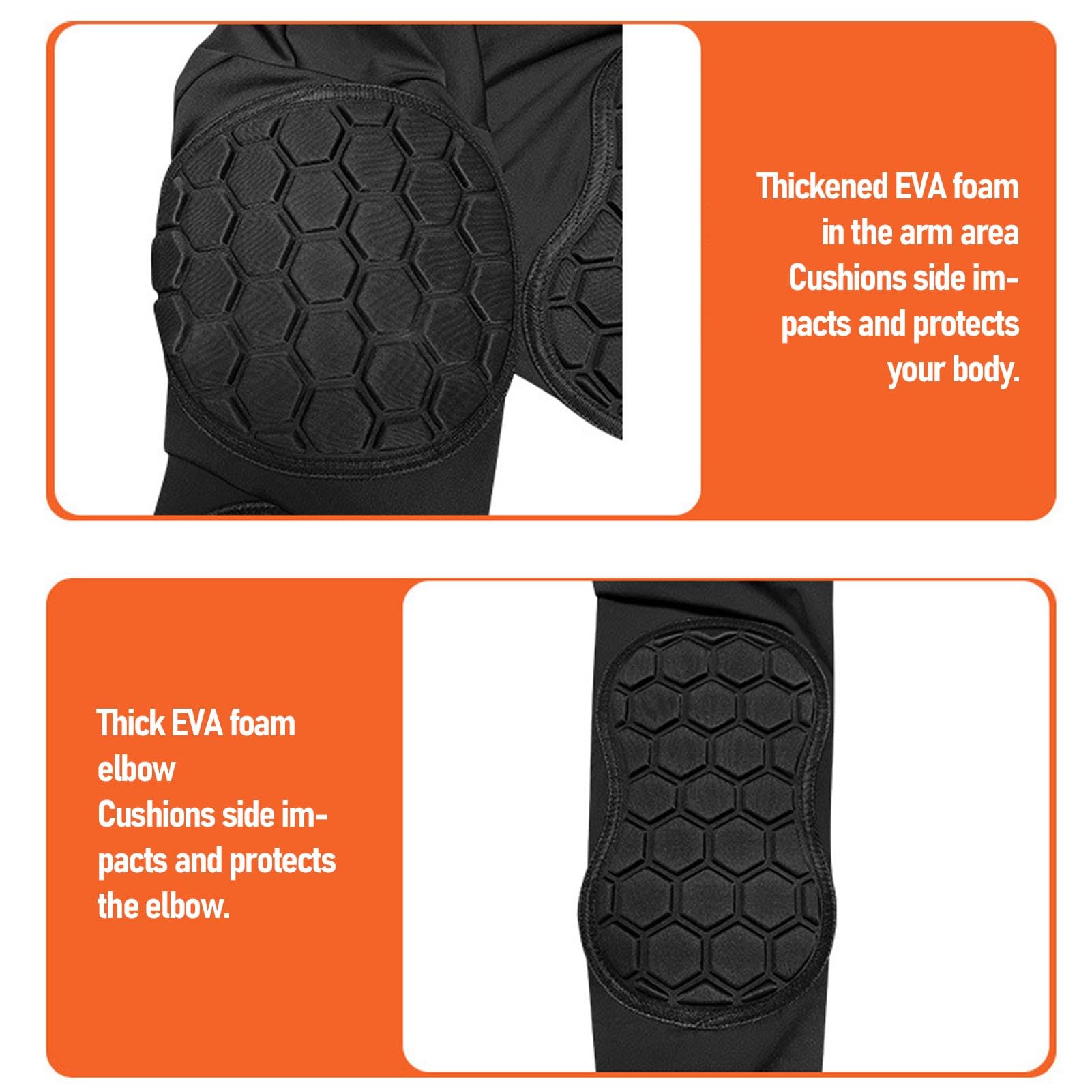 CHICIRIS Gardien de Gardien rembourré à Manches Longues à Manches Longues Proof de Protection Protective Gardien de But Chemise Eva High Elastic Pads pour Le Football Cycliste (XL)