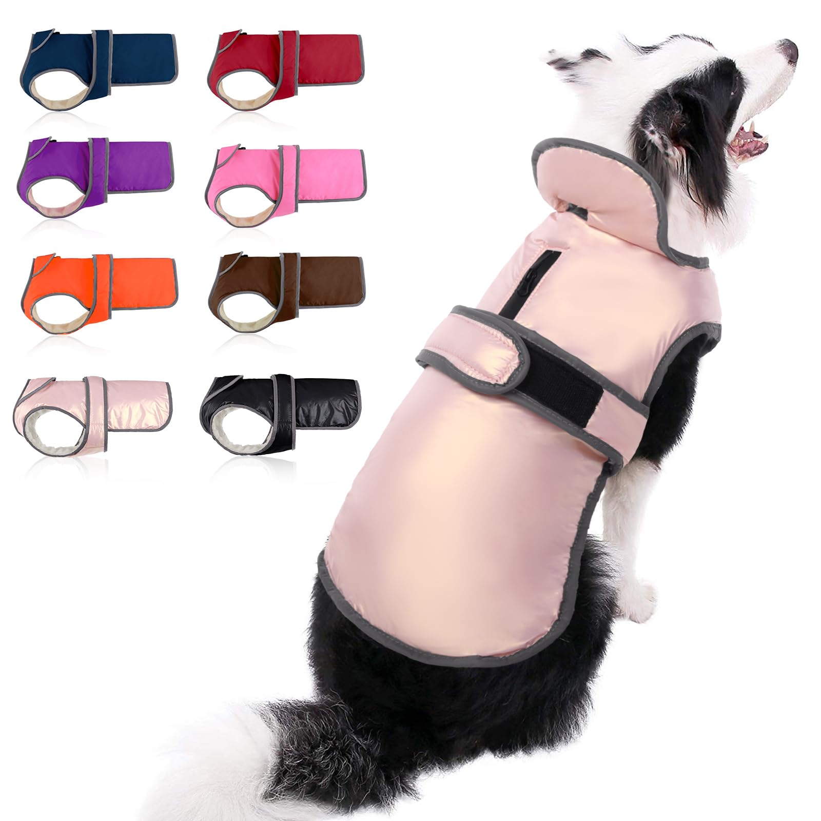 MIGOHI Reflective Dog Coat, Cold Weather Warm Dog Jacket, Waterproof Windproof Dog Winter Coat, Reversible Stormguard Dog Snow Jacket Snowsuit Fleece Lined Dog Vest for Small Medium Large Dogs