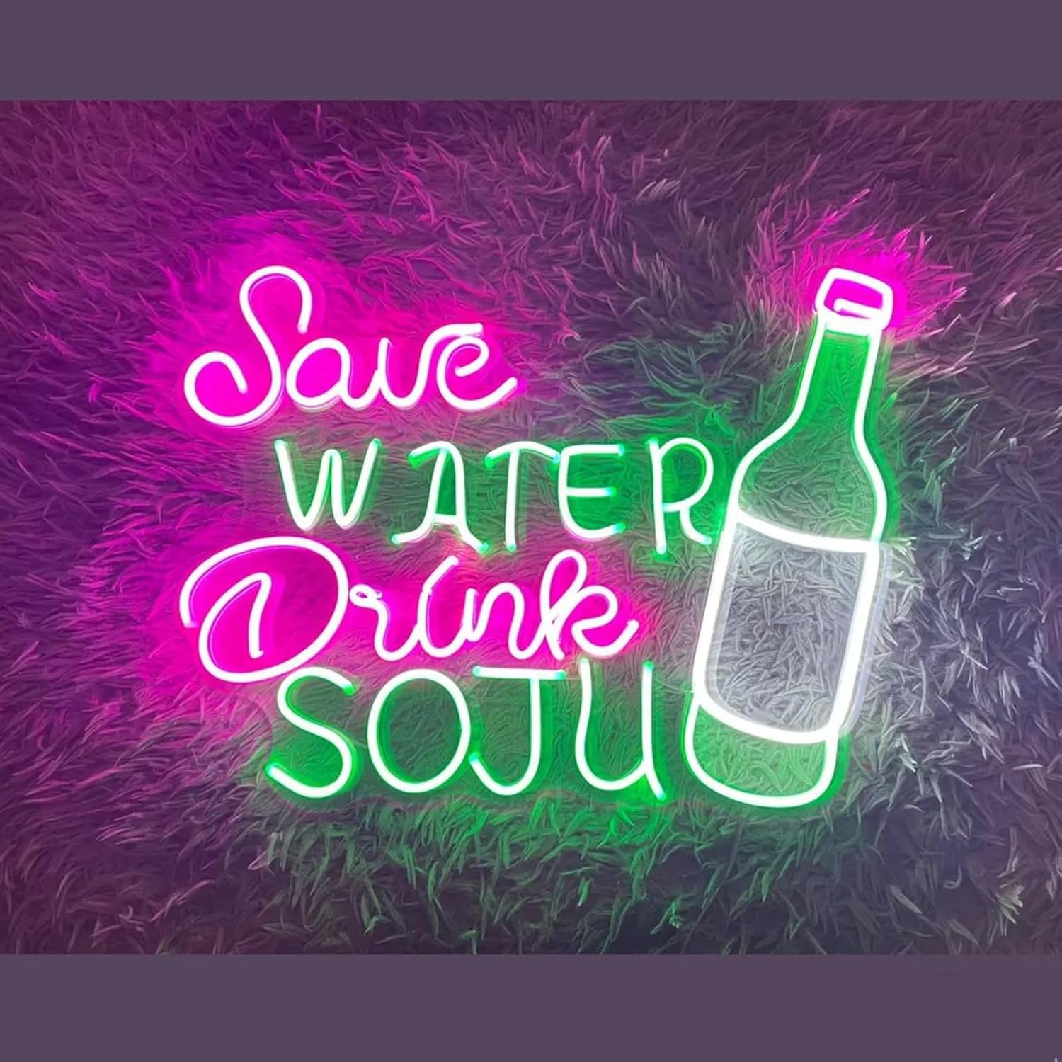Product image of Save Water Drink Soju Neon Sign LED Asian Food Business Neon Lights Signs Wall Decor for Korean Restaurant Decorations Size: 23inch