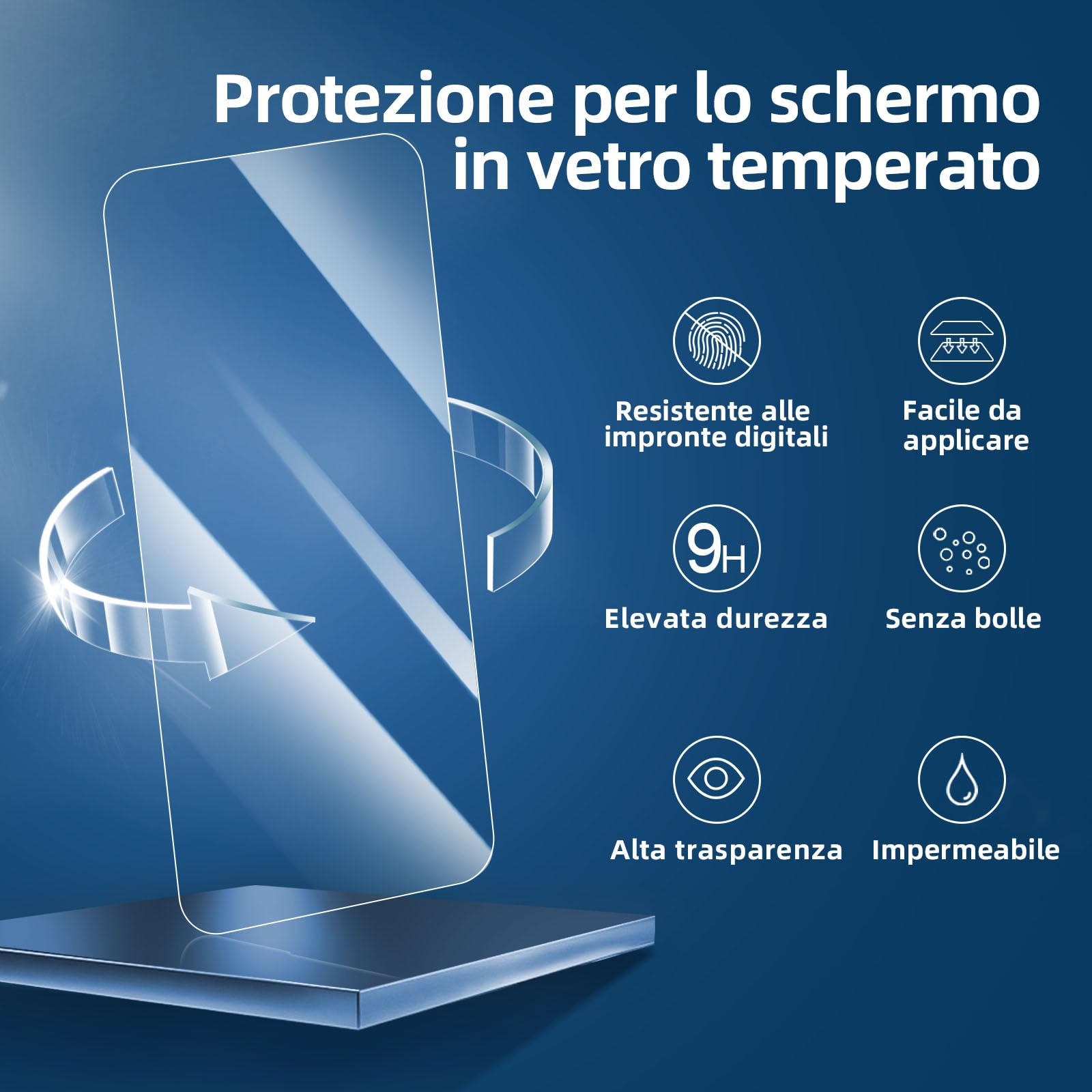 NEW'C 3 Pezzi, Vetro Temperato per iPhone 16 Plus (6,7"), Pellicola Prottetiva, Senza Bolle, Durezza 9H, 0,35mm Ultra Trasparente, Ultra Resistente