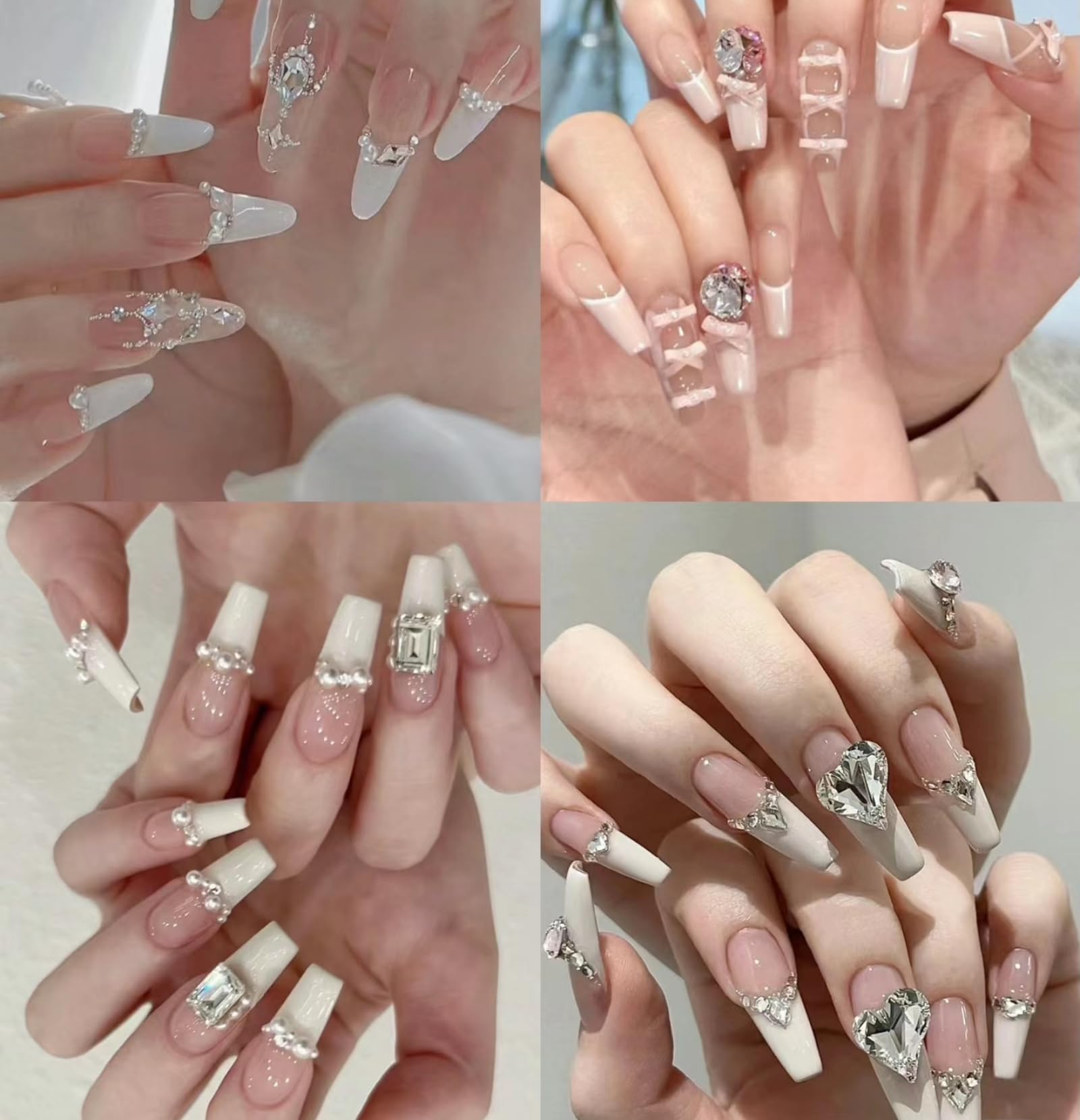 完成品 1点もの white natural stone nail Amazon.com: NLSJMP 100pcs Silver Nail Charms Rhinestone Multi