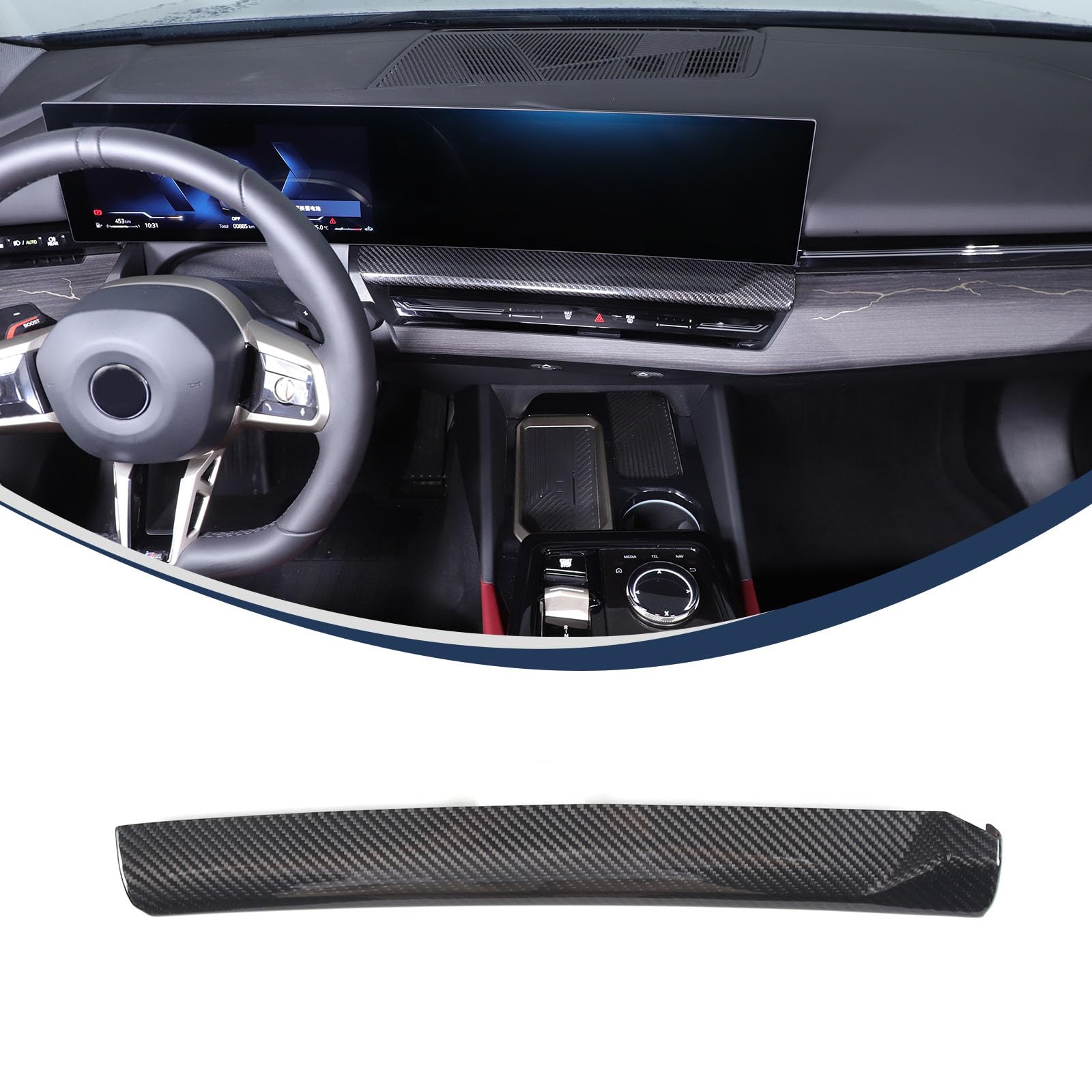 PIUGILH Auto Mittelkonsole Navigationsbildschirm unter dem Dekoratives Panel Geeignet für BMW 5 Series 2024,Zentraler Navigationsbildschirm unteres Panel Verkleidung,Autozubehör (Schwarz)