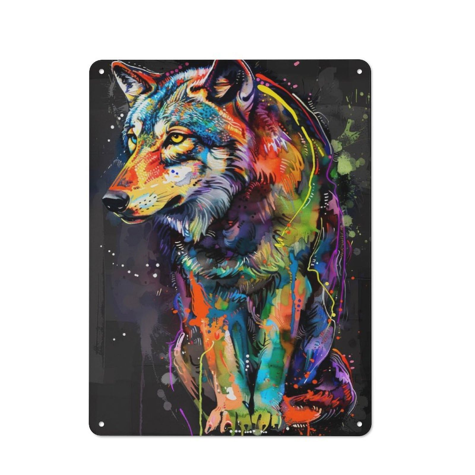 Junmoney Wolf Popart Painting Tin Wall Plaque 40X30cm With For Bar Or Restaurant, Housewarming Present For People Styling Bar And Restaurant