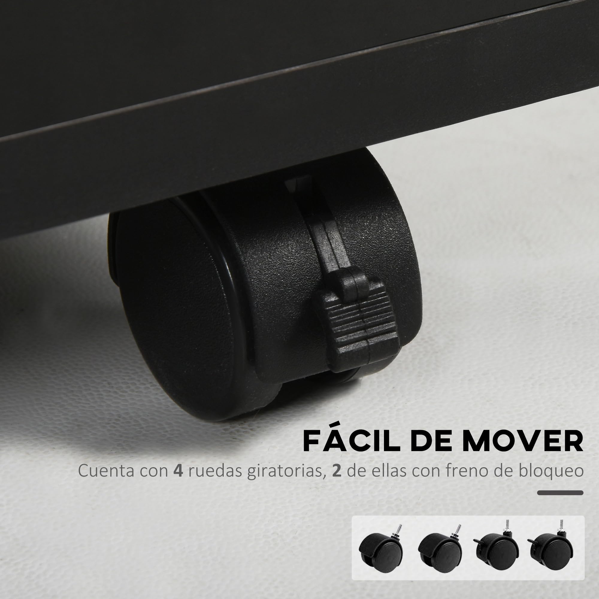 HOMCOM Cajonera de Escritorio con Ruedas, Cajonera de Oficina con Cajón, Compartimento, Puerta, Archivador Móvil para Estudio, Salón, 40x35x60 cm, Negro