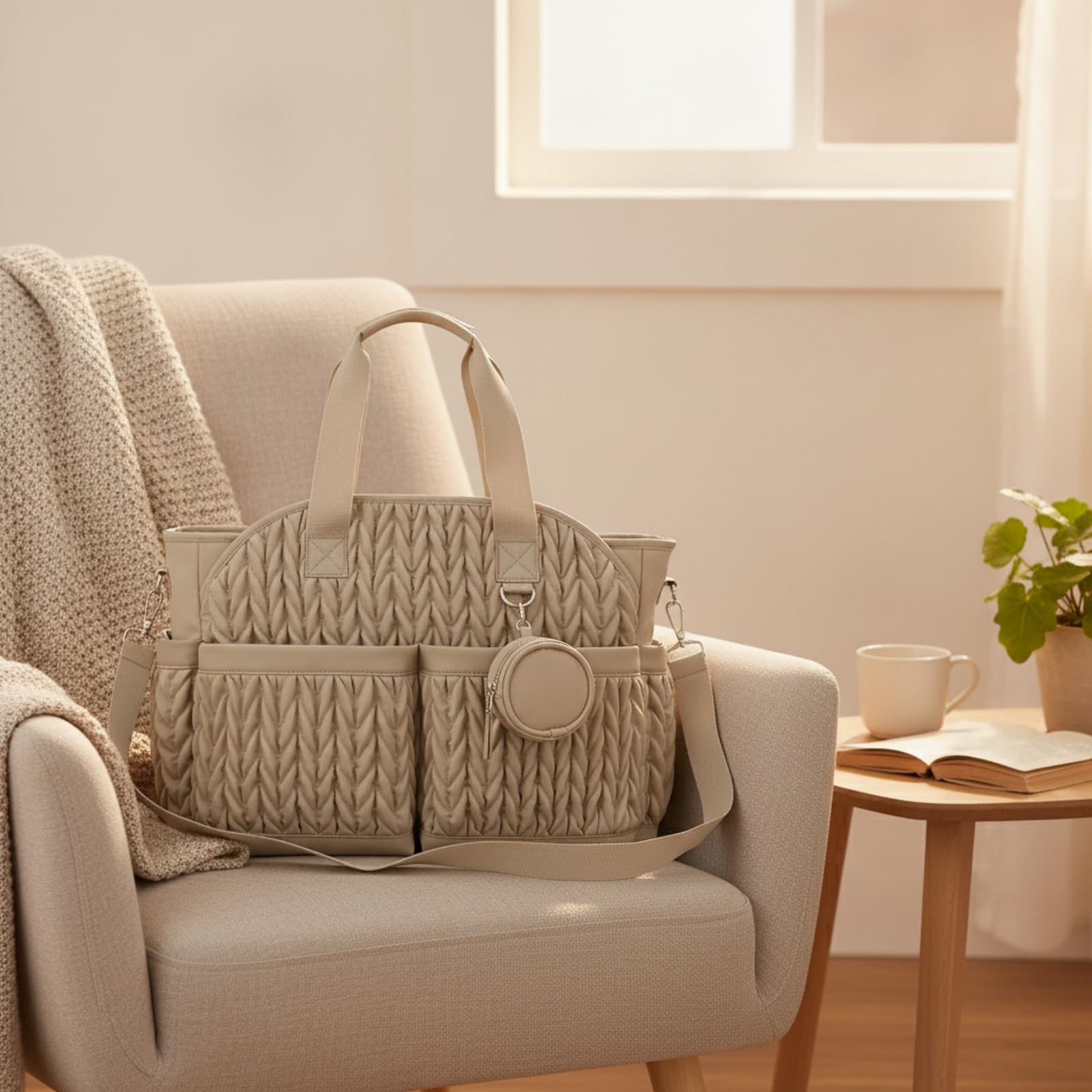 Sac à Langer avec Pochette Isotherme Sac à Langer avec Bandoulière Multi-Poches pour Mamans, Déplacement