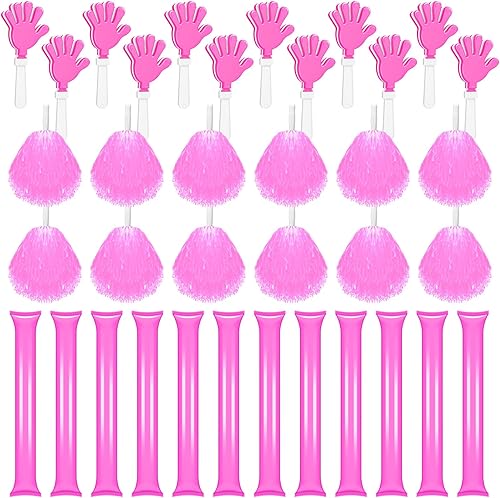 Sosation 36 pompones de animadora y palitos de trueno para eventos deportivos, juegos de fútbol, escuela, baile, equipo, artículos de espíritu,