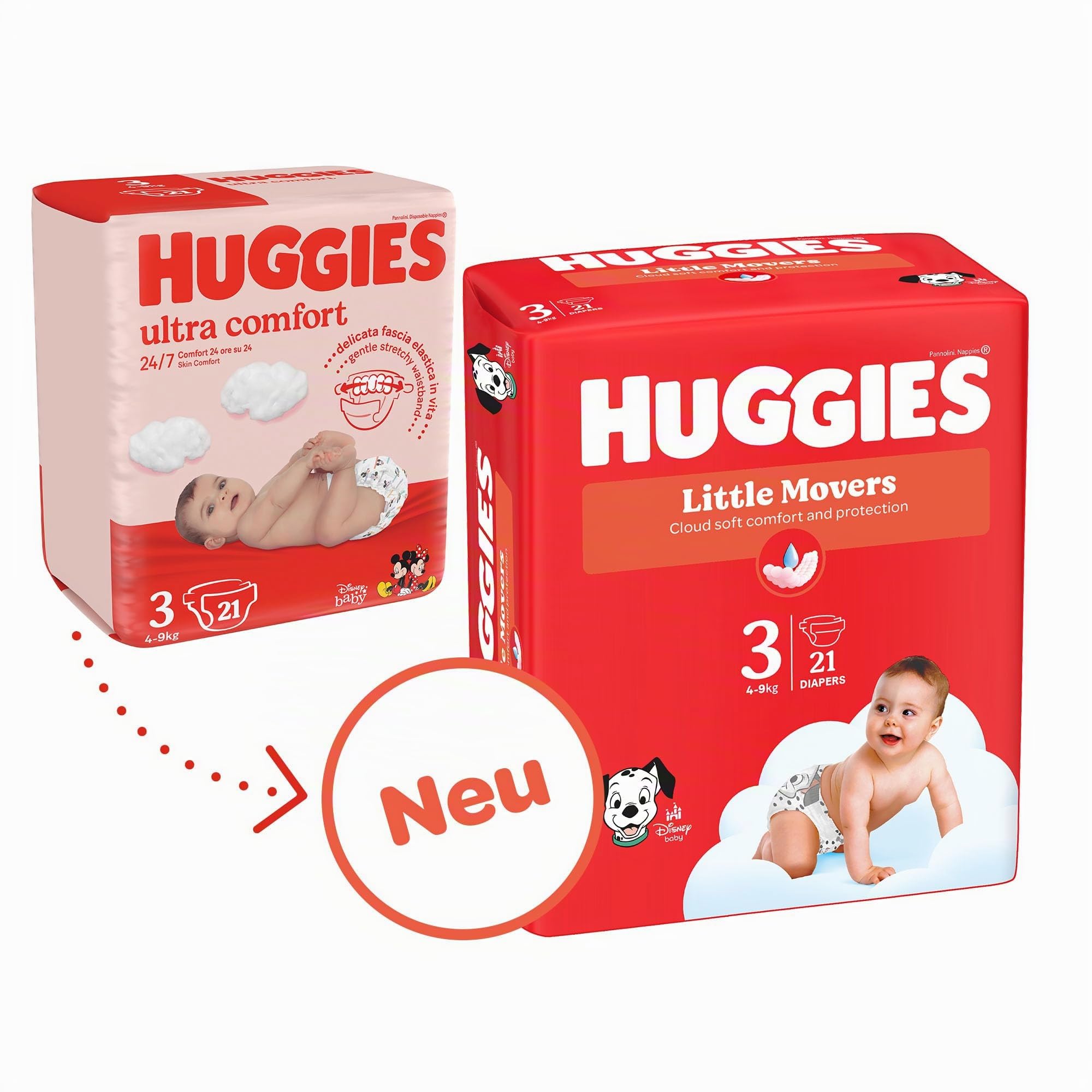 Huggies Baby-Windeln Little Movers Größe 3, 168 Stück (3 x 56 Stück)