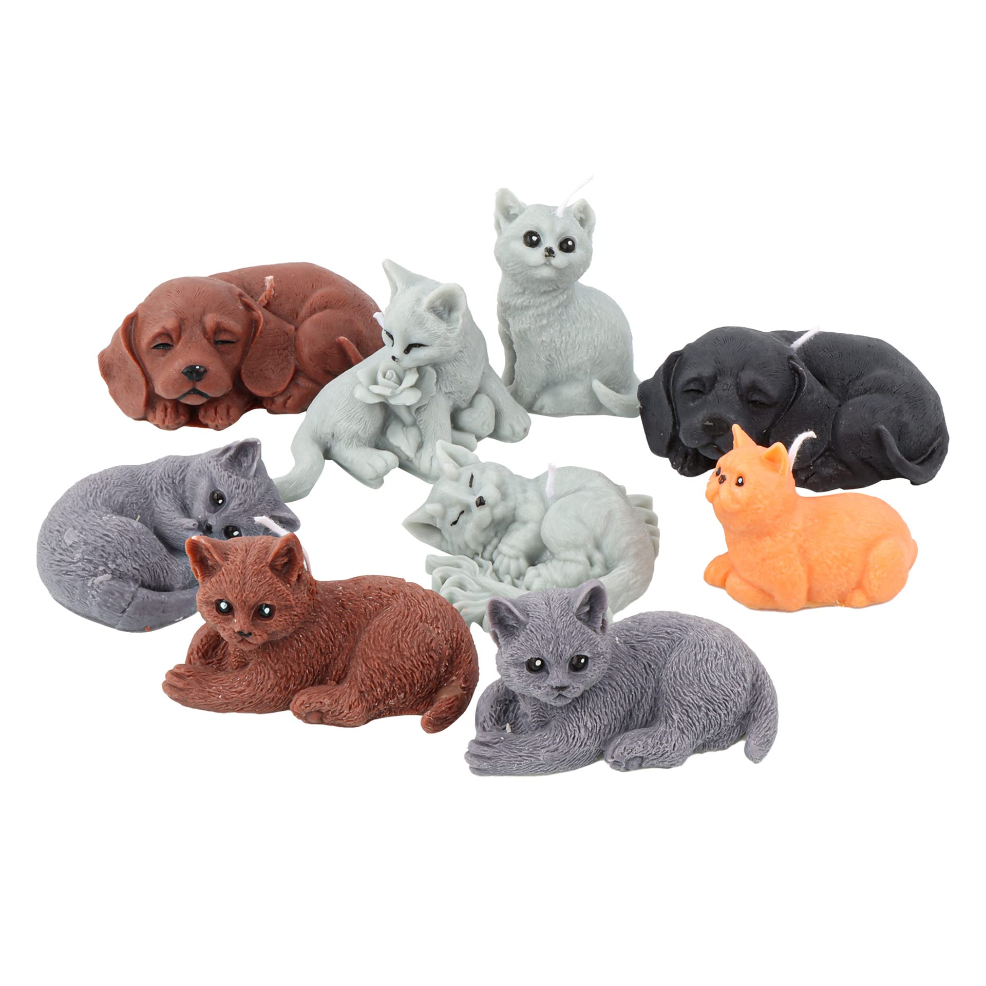 JS MOLD Siliconen vorm, dieren, 3D, kattenvorm, siliconen zeepgietvorm, dier gietvormen, siliconen, hondenkaars, siliconen vorm, epoxyhars vormen voor cake, zeep, fondant taartdecoratie vorm (2