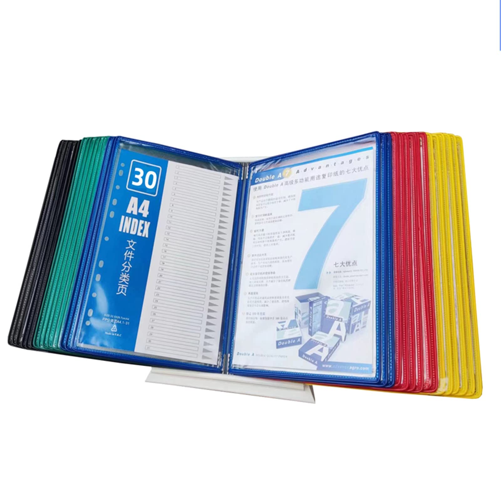 IUokLU Desktop Reference System With 30 Display Pockets,Wall-mounted Flip File Holder,desk Reference Organizer For A4 Document Reference And Storage (E)