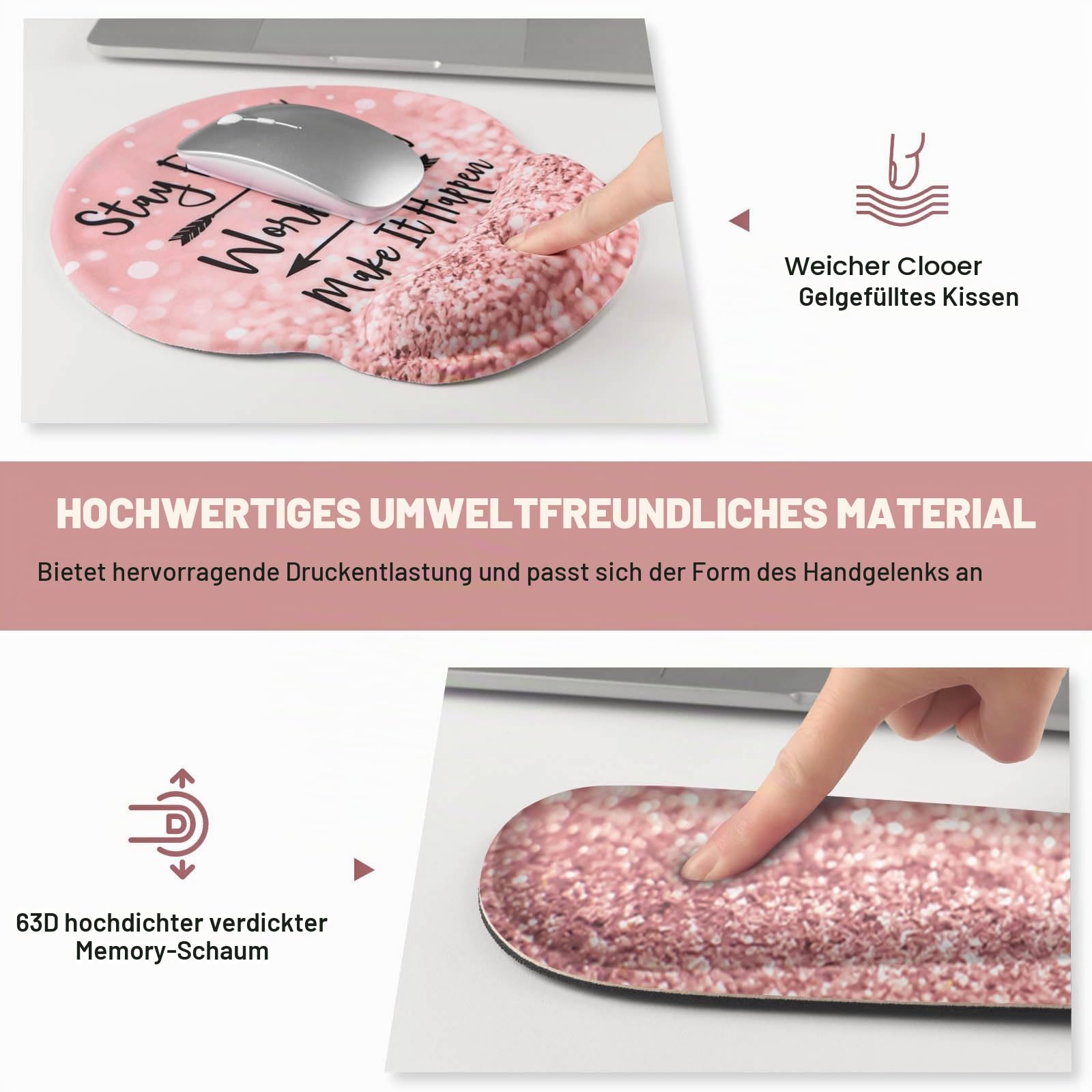 ToLuLu Tischmatte, XXL großes Mauspad Handgelenkstützen-Set, 4 in1 Gaming-Mauspad Tischpad + ergonomisches Mauspad mit Handgelenkauflage + Tastatur Handgelenkstütze + Untersetzer für Frauen Home
