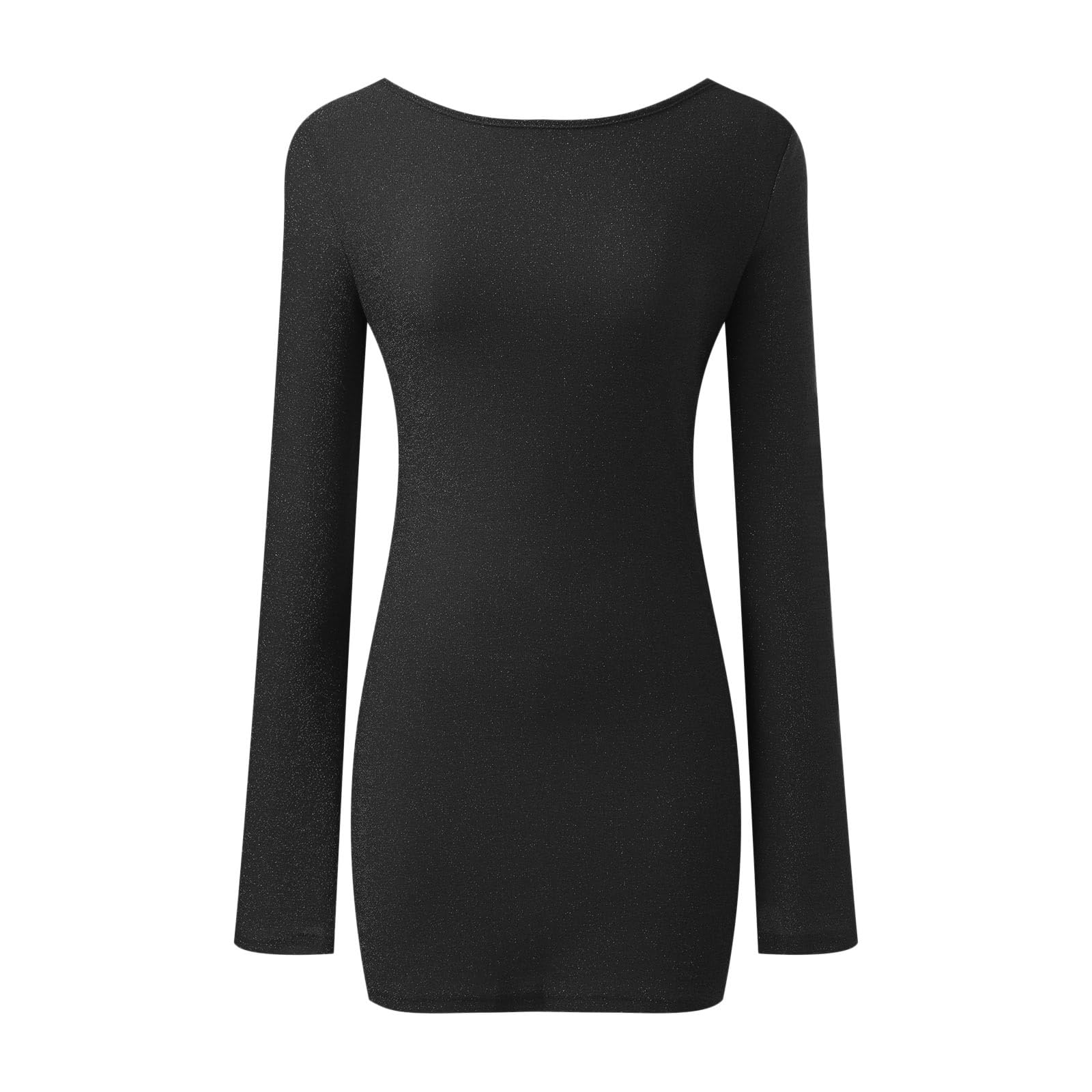 Mini abito da donna scintillante con schiena scoperta e cravatta a maniche lunghe scintillante aderente party club